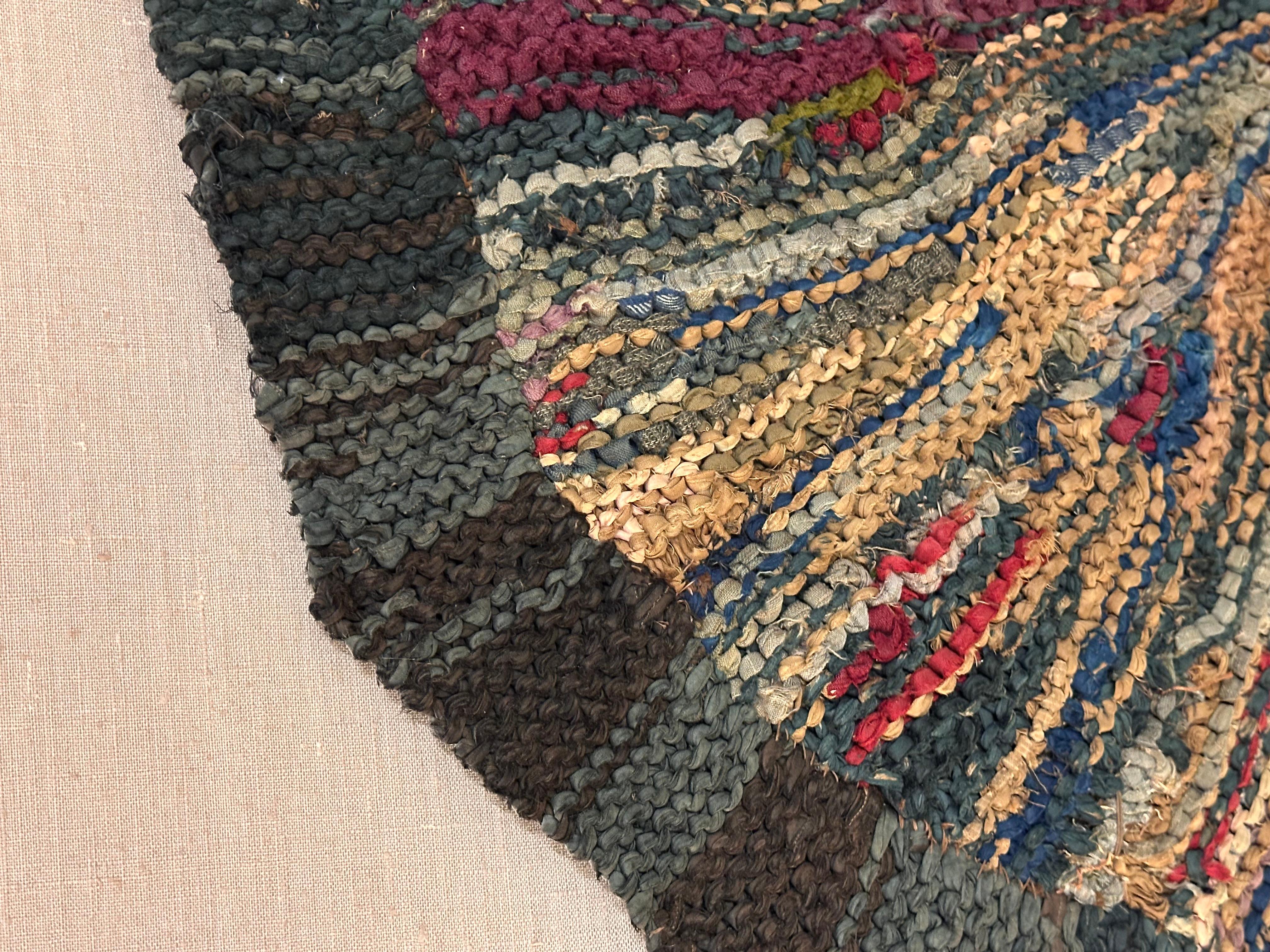 Alfombra Americana Primitiva Tejida a Mano con Arte Popular Tejido a mano en venta