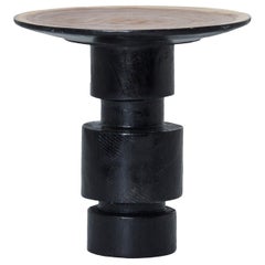 Brutalist Style And Graphic Design Pair of Ebonized Solid Wood Side Tables
