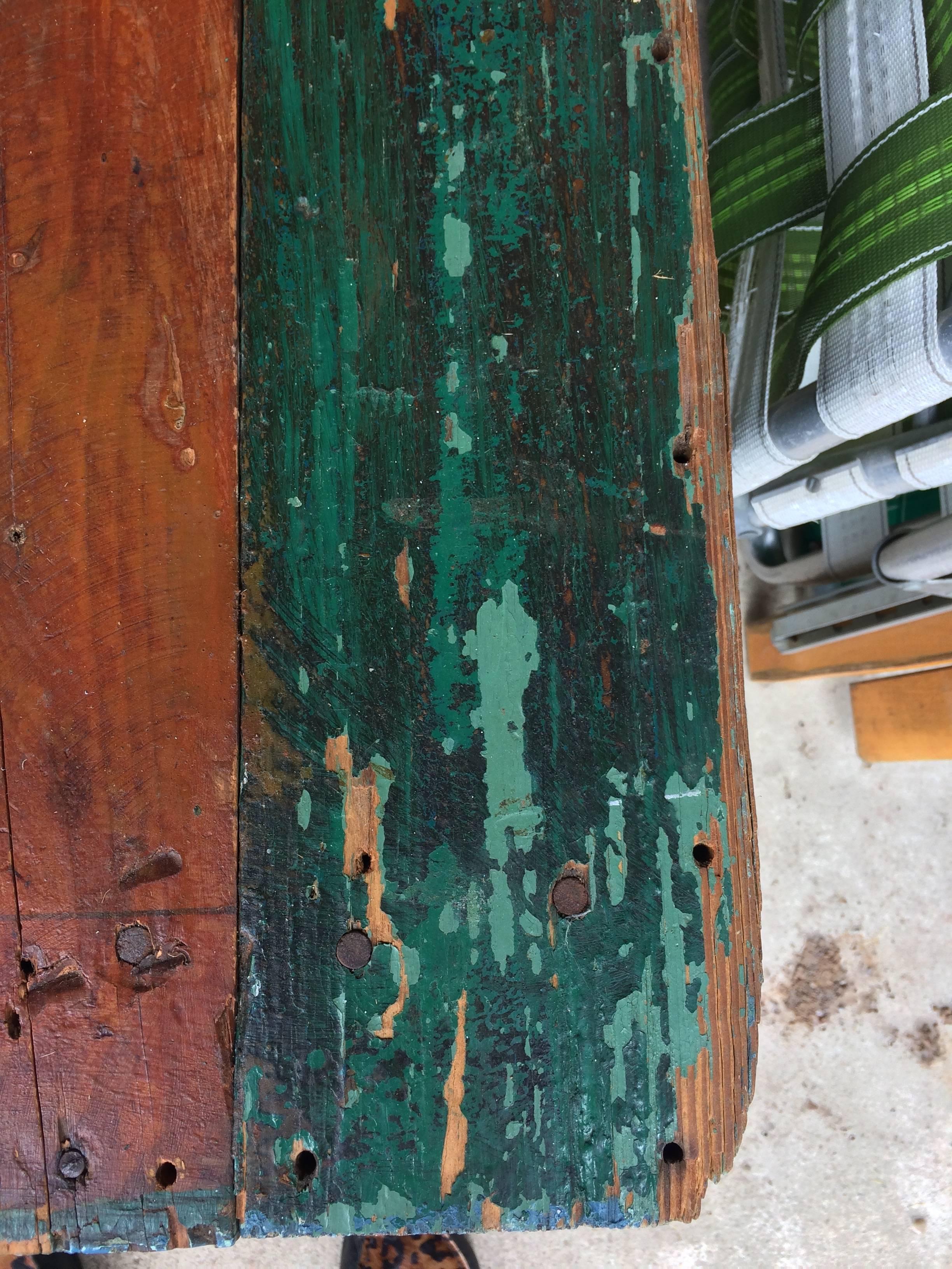 American Primitive and Gorgeous Painted Reclaimed Wood Bench