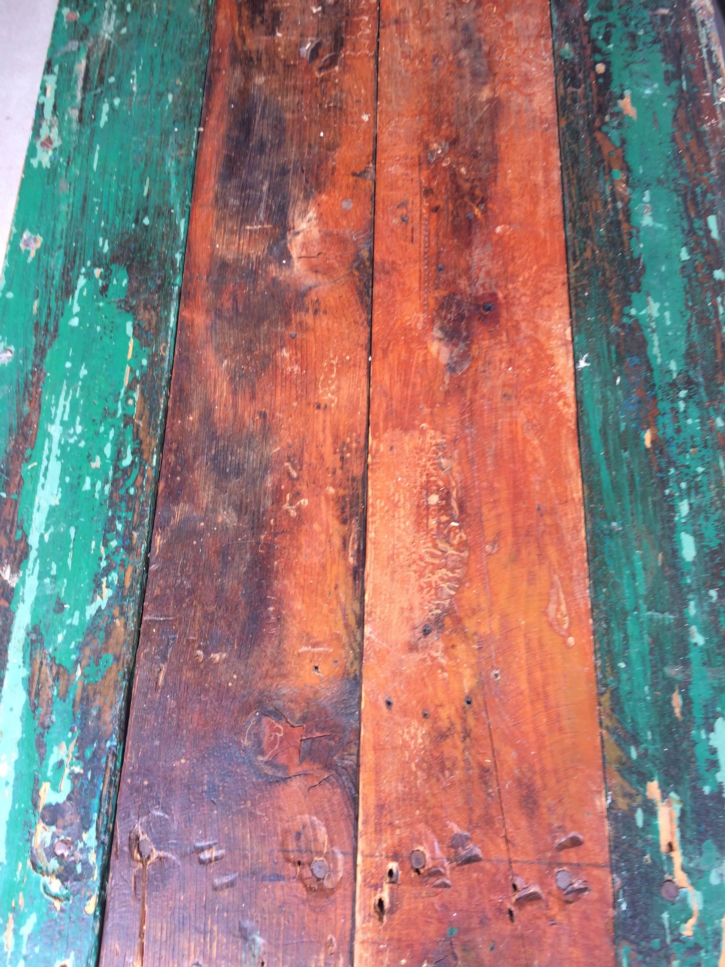 Pine Primitive and Gorgeous Painted Reclaimed Wood Bench