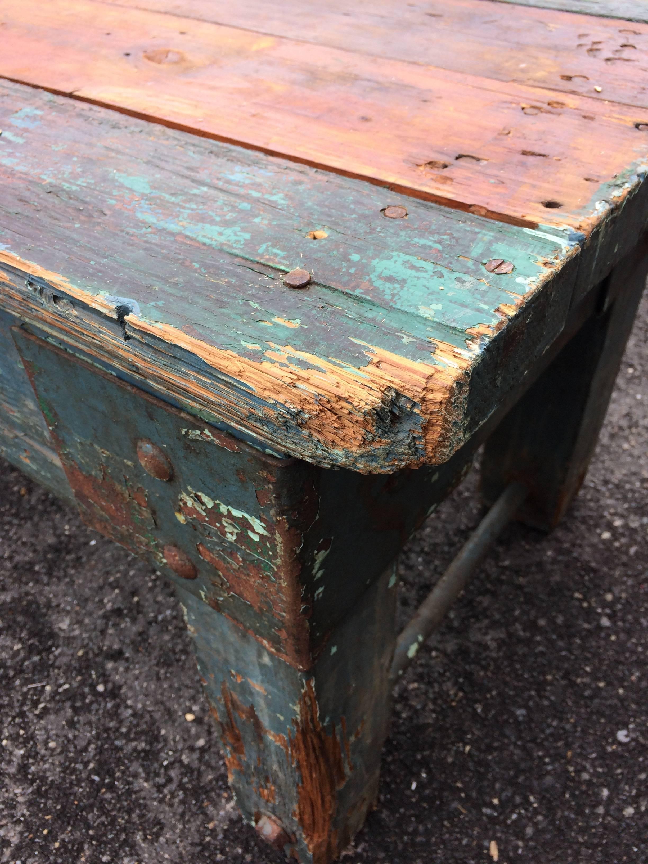 Primitive and Gorgeous Painted Reclaimed Wood Bench 2