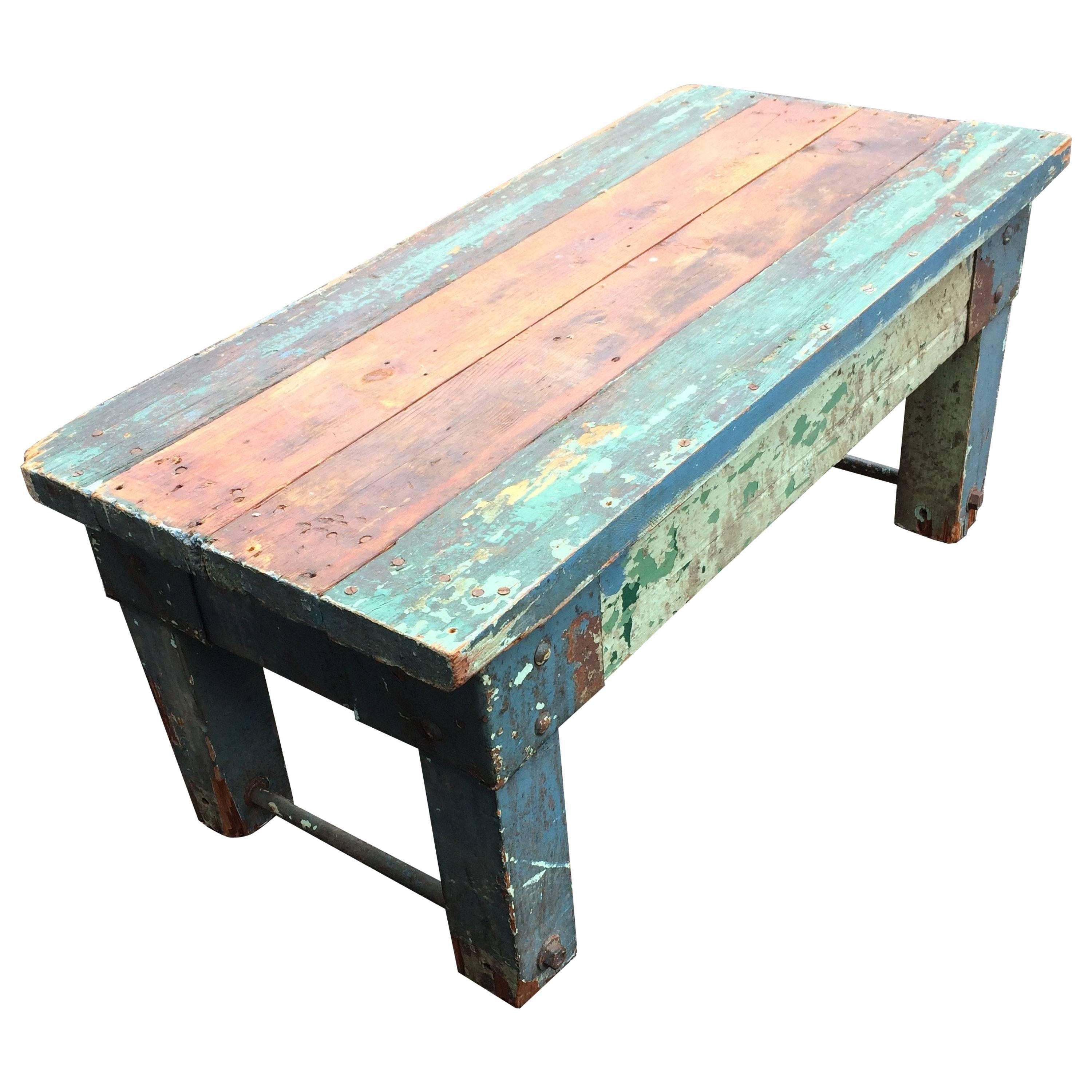 Primitive and Gorgeous Painted Reclaimed Wood Bench