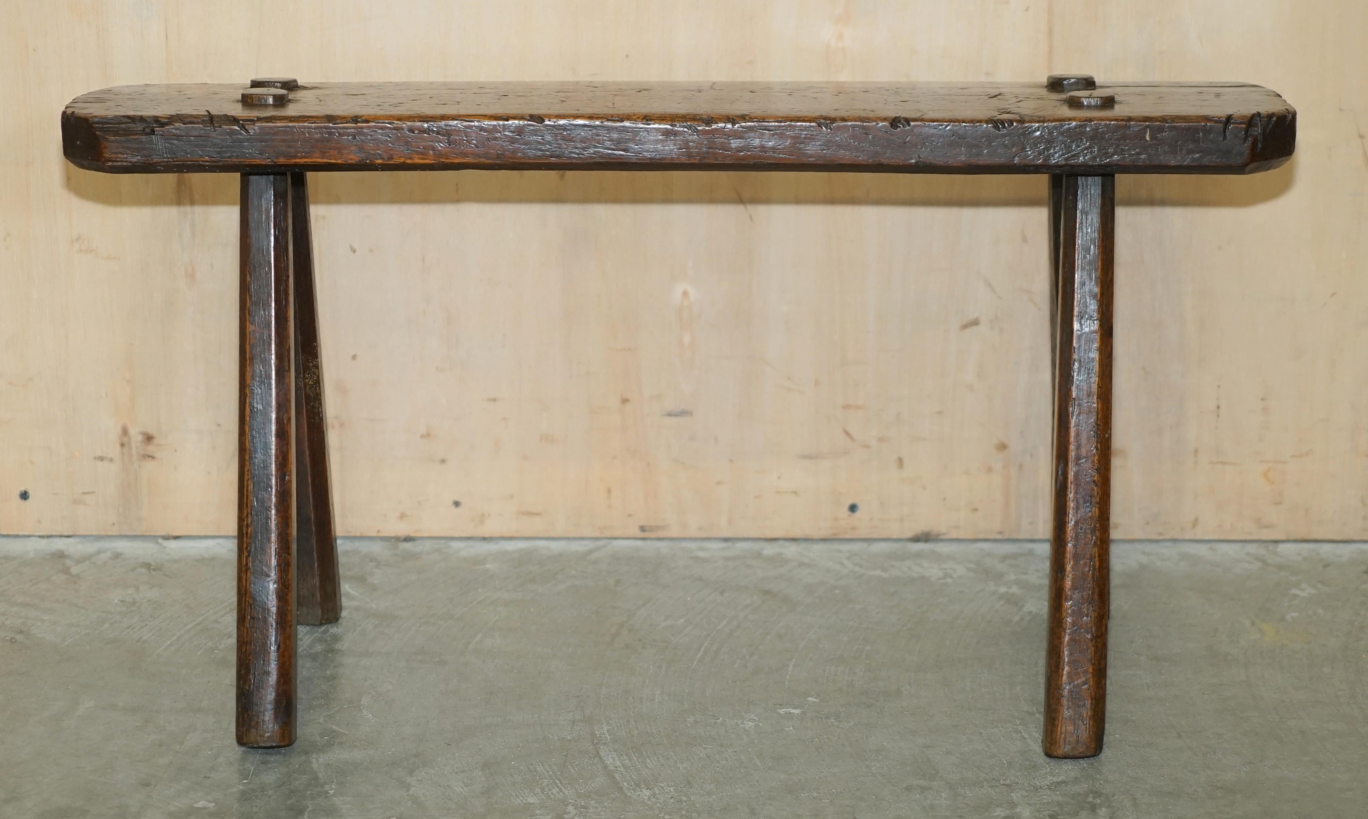 Primitive PRIMITIVE ANTiQUE 1800 SPANISH 18TH CENTURY FOUR LEGGED BENCH OR COFFEE TABLE For Sale