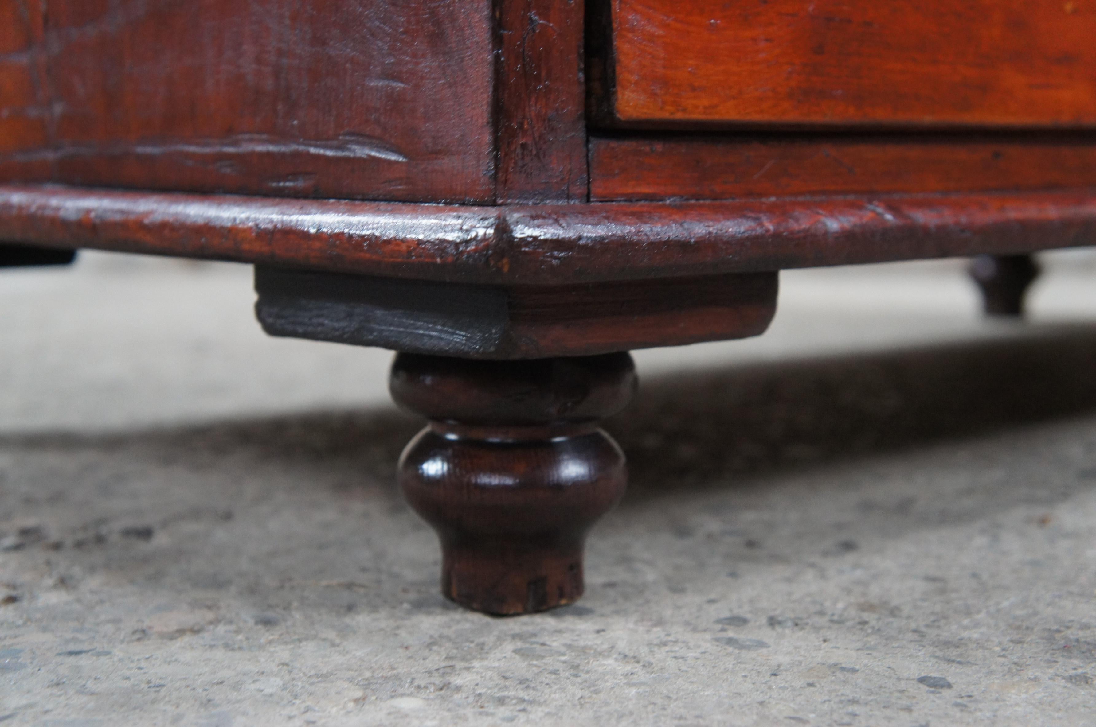 Primitive Antique 19th Century English Pine Chest of Three Drawers Dresser 6