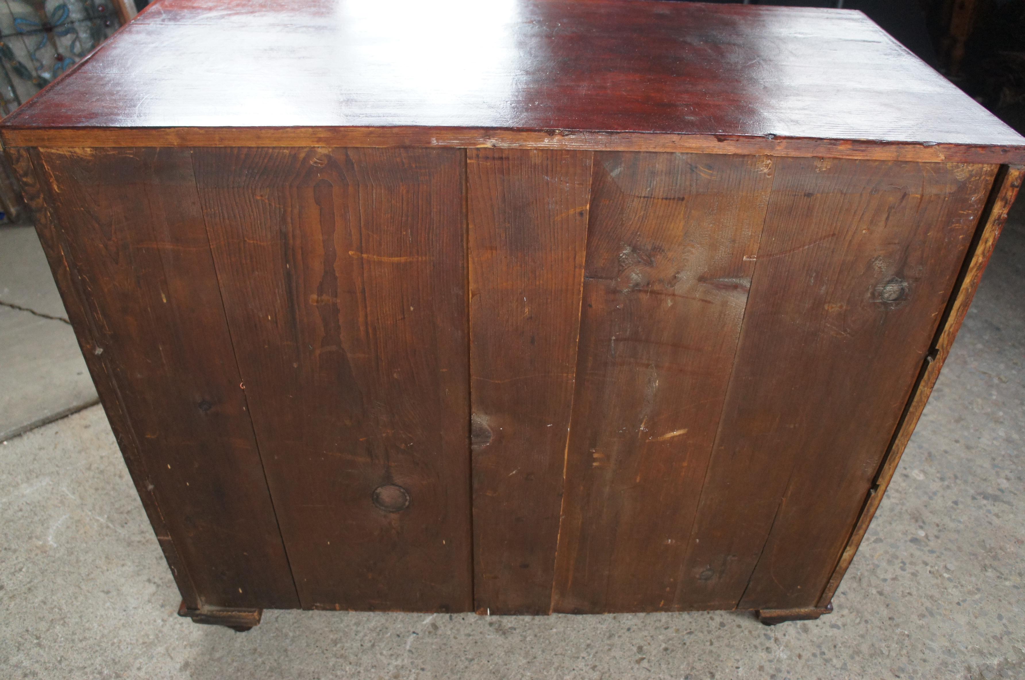 Primitive Antique 19th Century English Pine Chest of Three Drawers Dresser 8
