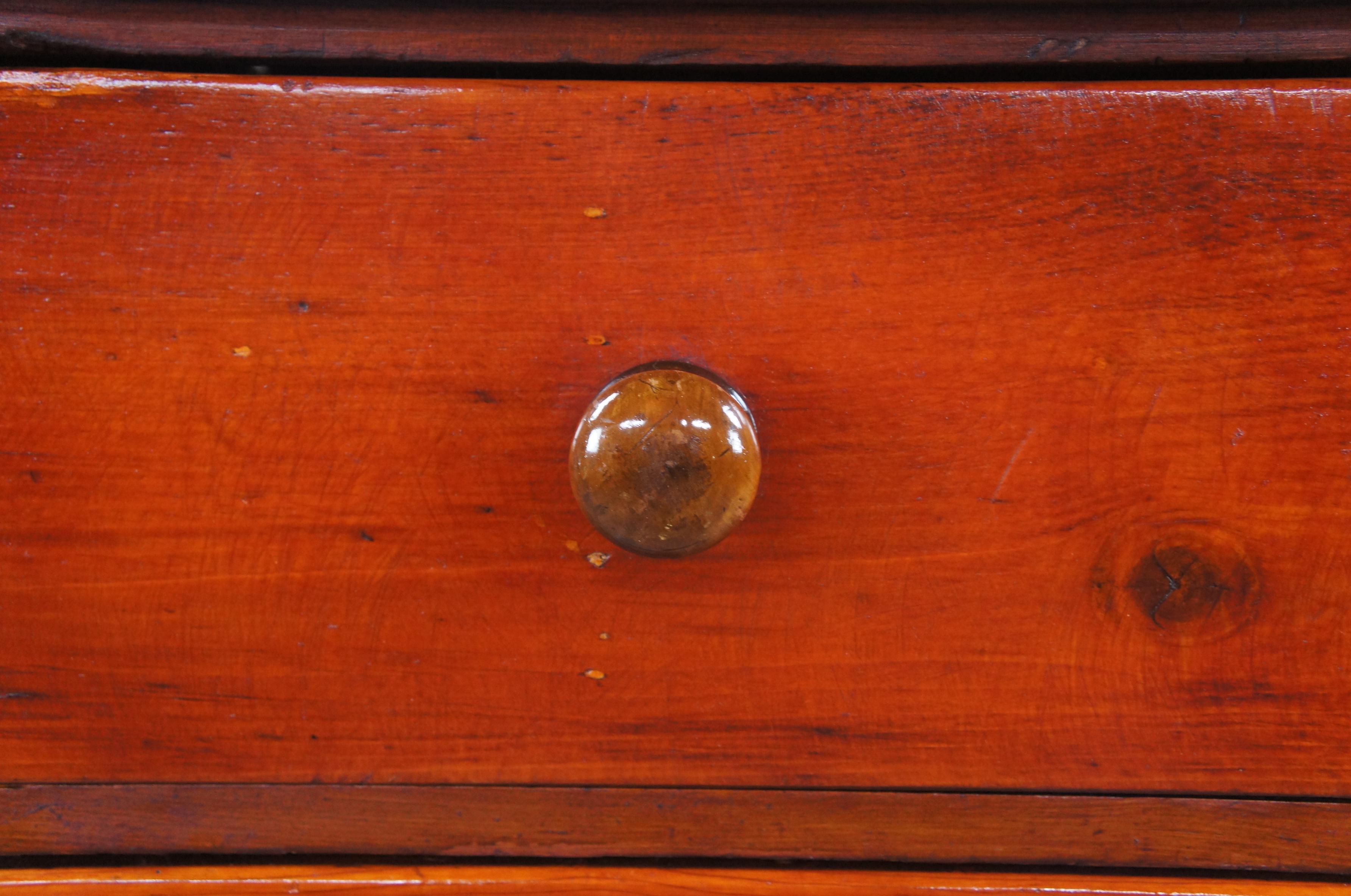 Primitive Antique 19th Century English Pine Chest of Three Drawers Dresser 1