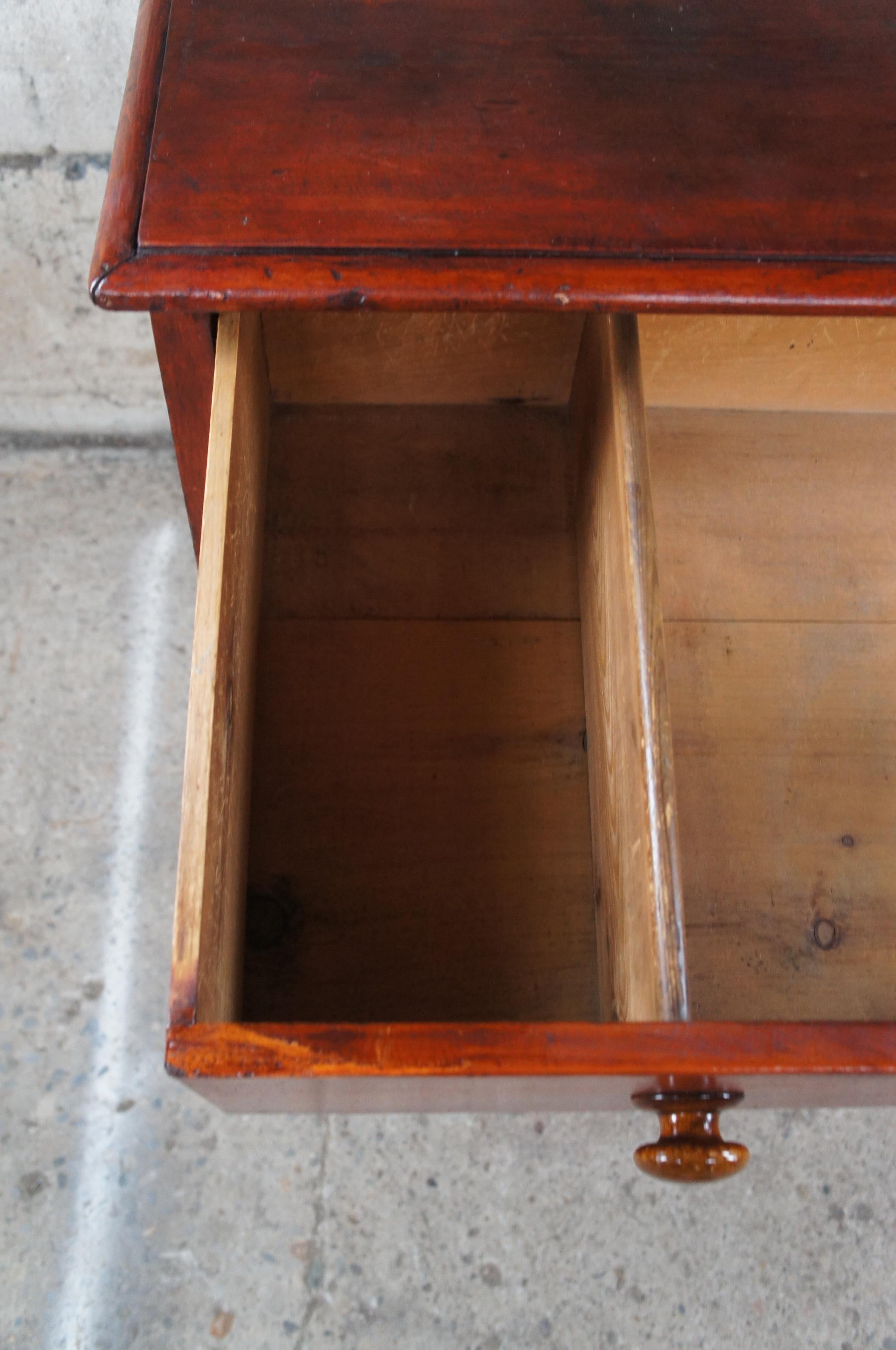 Primitive Antique 19th Century English Pine Chest of Three Drawers Dresser 4