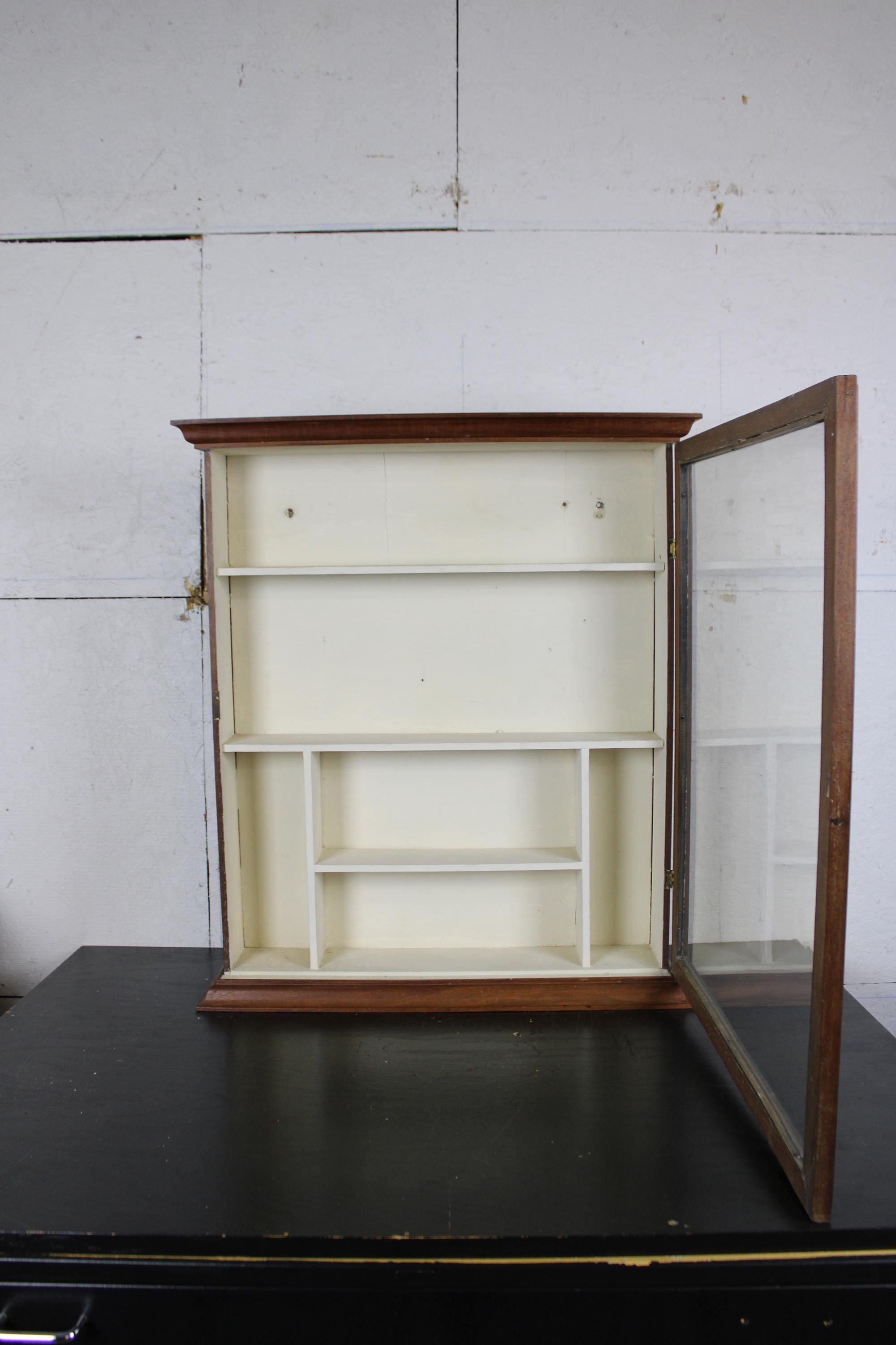 Primitive Antique American Mahogany Wall Hanging Curio Display Case at 1stDibs