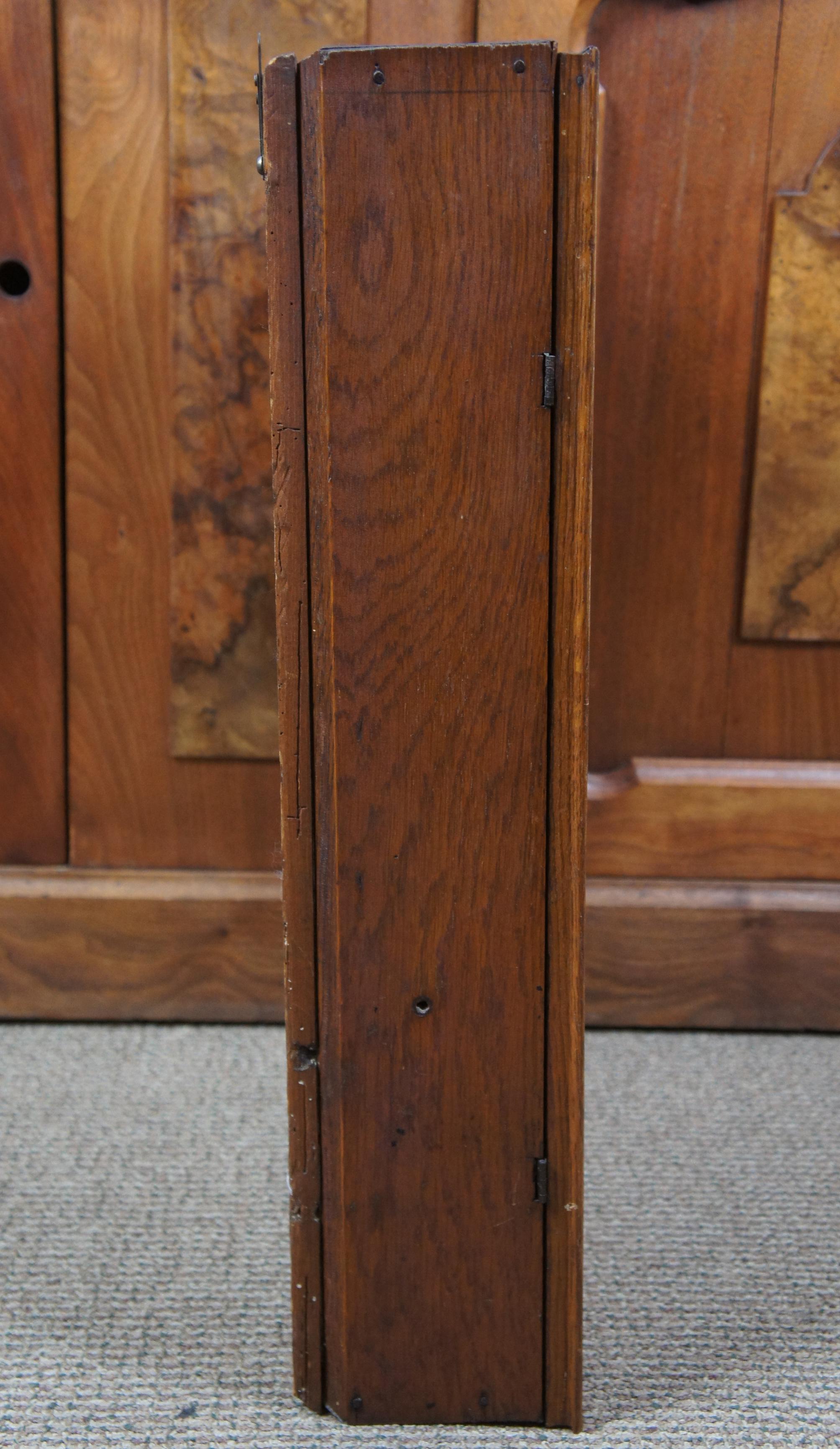20th Century Primitive Antique American Oak Wall Hanging Curio Display Case Cabinet