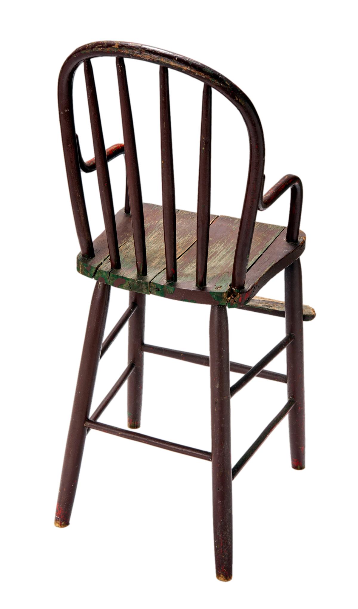 Painted Primitive Antique Bentwood Child's High Chair