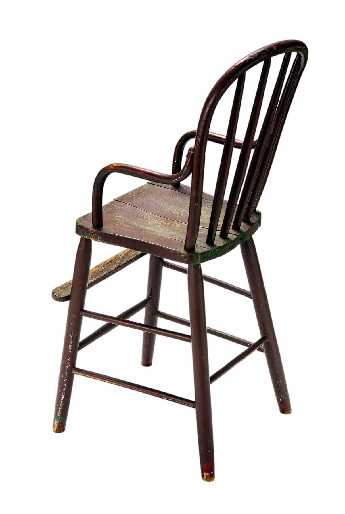 19th Century Primitive Antique Bentwood Child's High Chair