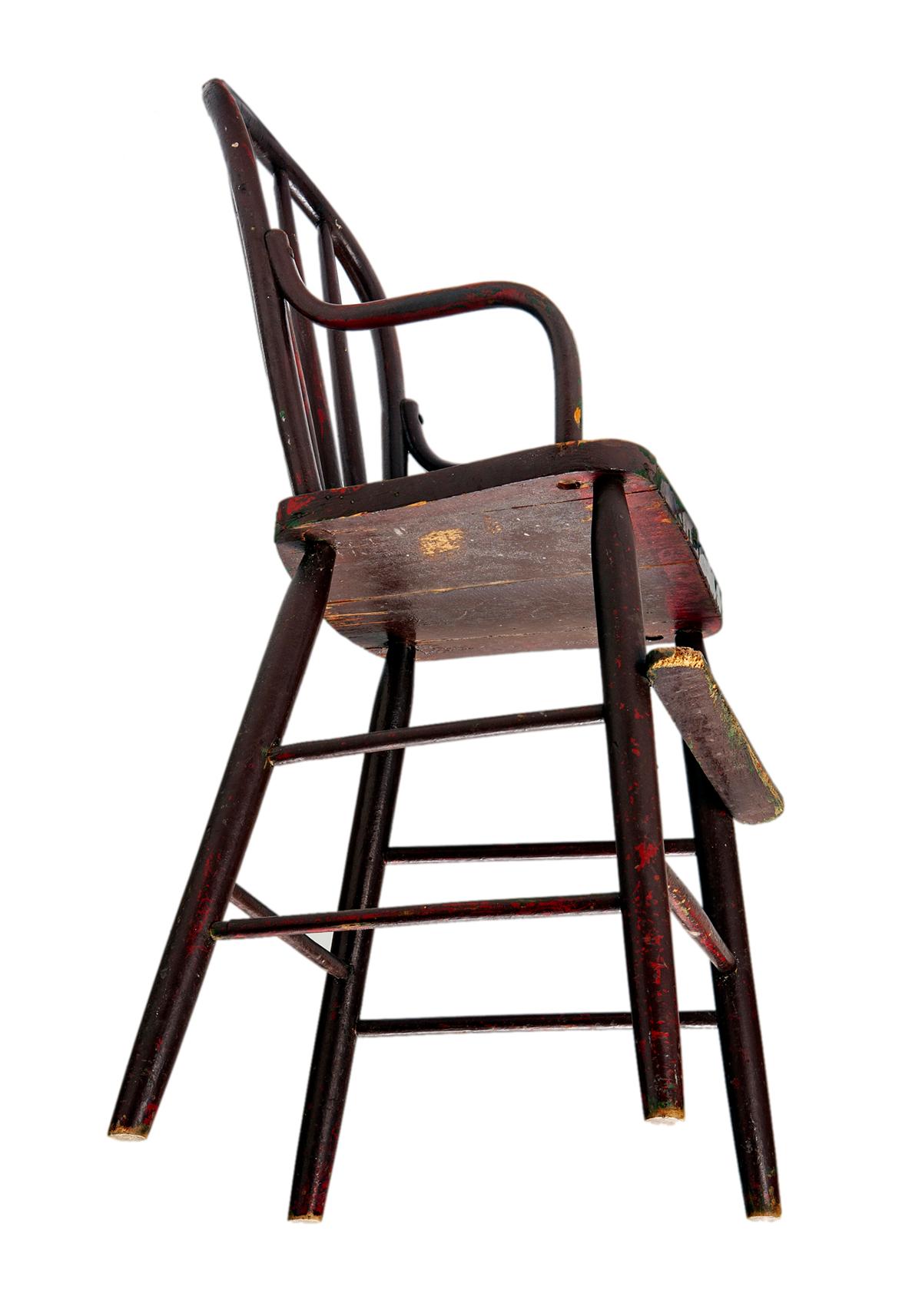 Hardwood Primitive Antique Bentwood Child's High Chair