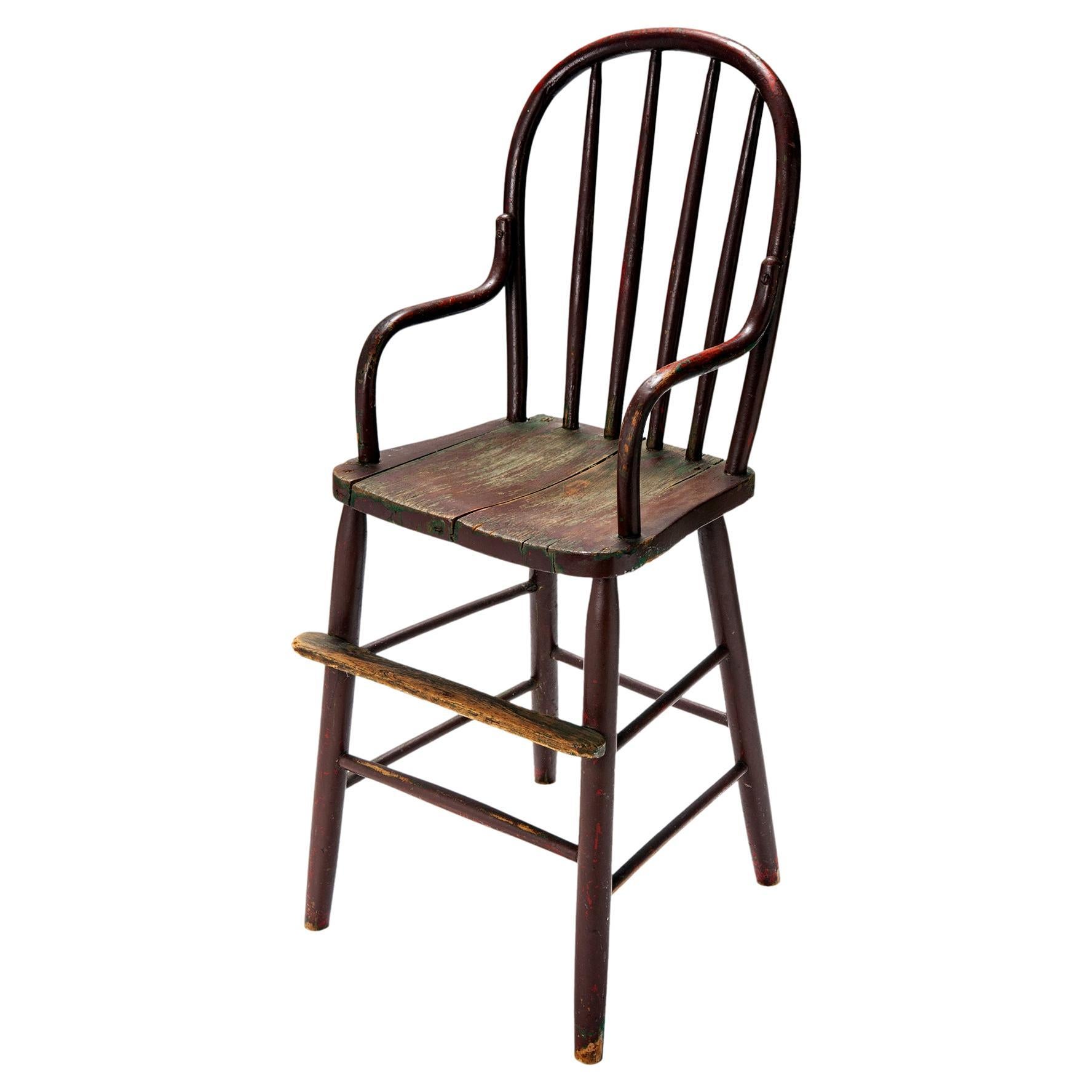 Primitive Antique Bentwood Child's High Chair