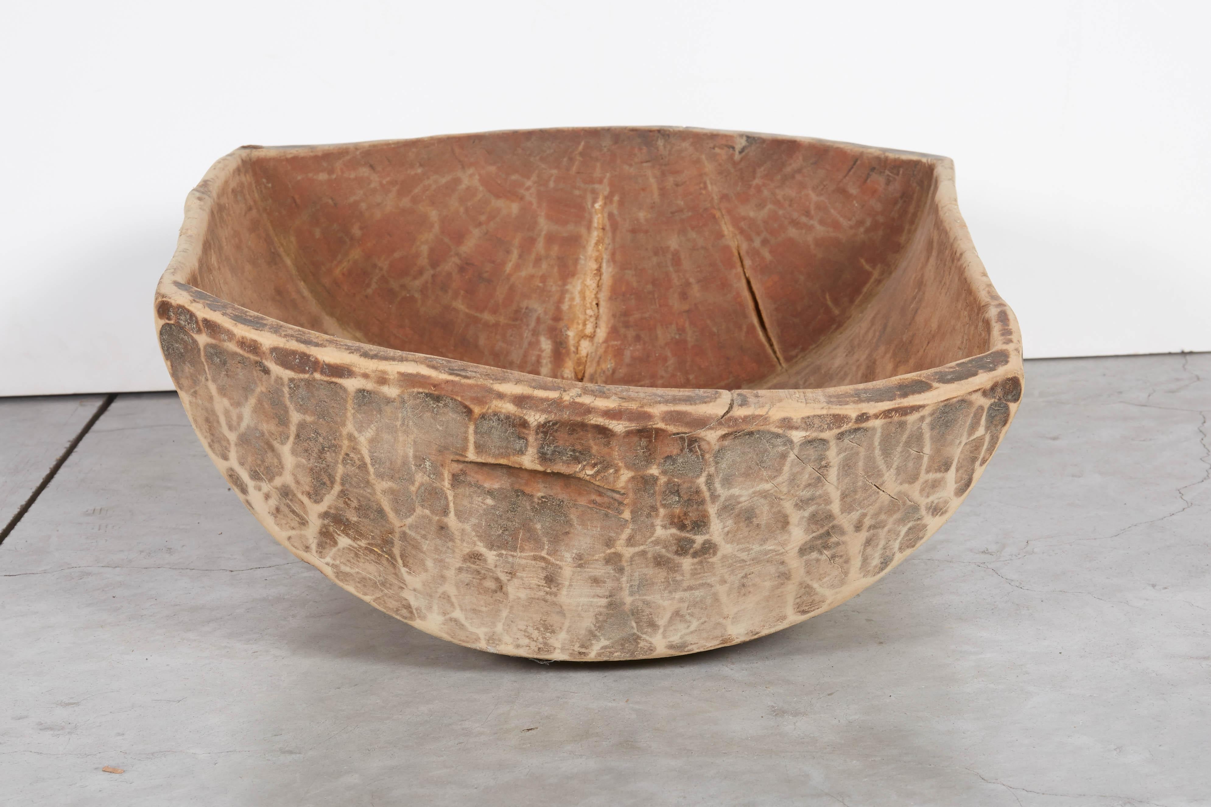 20th Century  Antique Carved Bowl with Great Patina For Sale