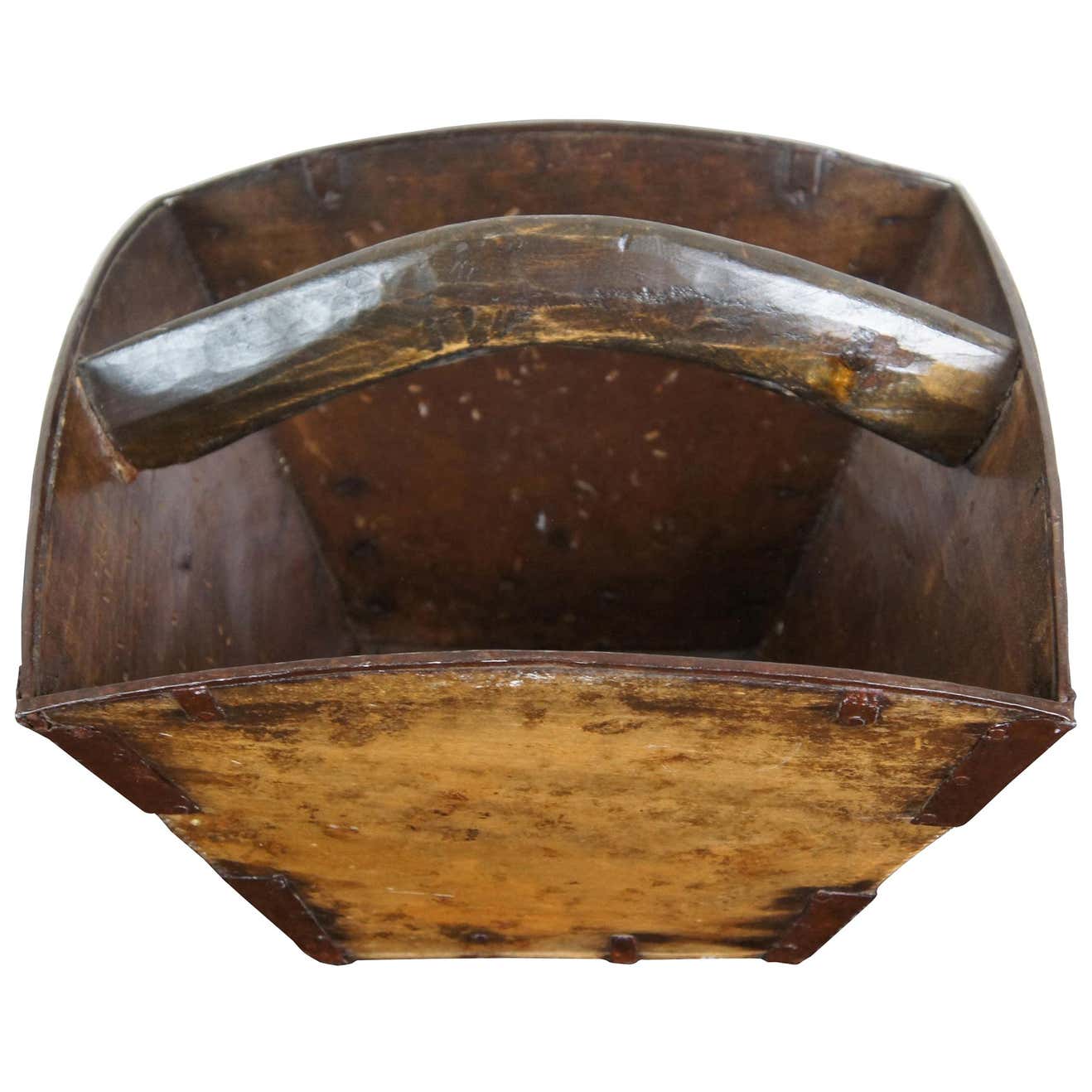 Primitive Antique Chinese Japanese Wooden Rice Grain Harvest Bucket ...