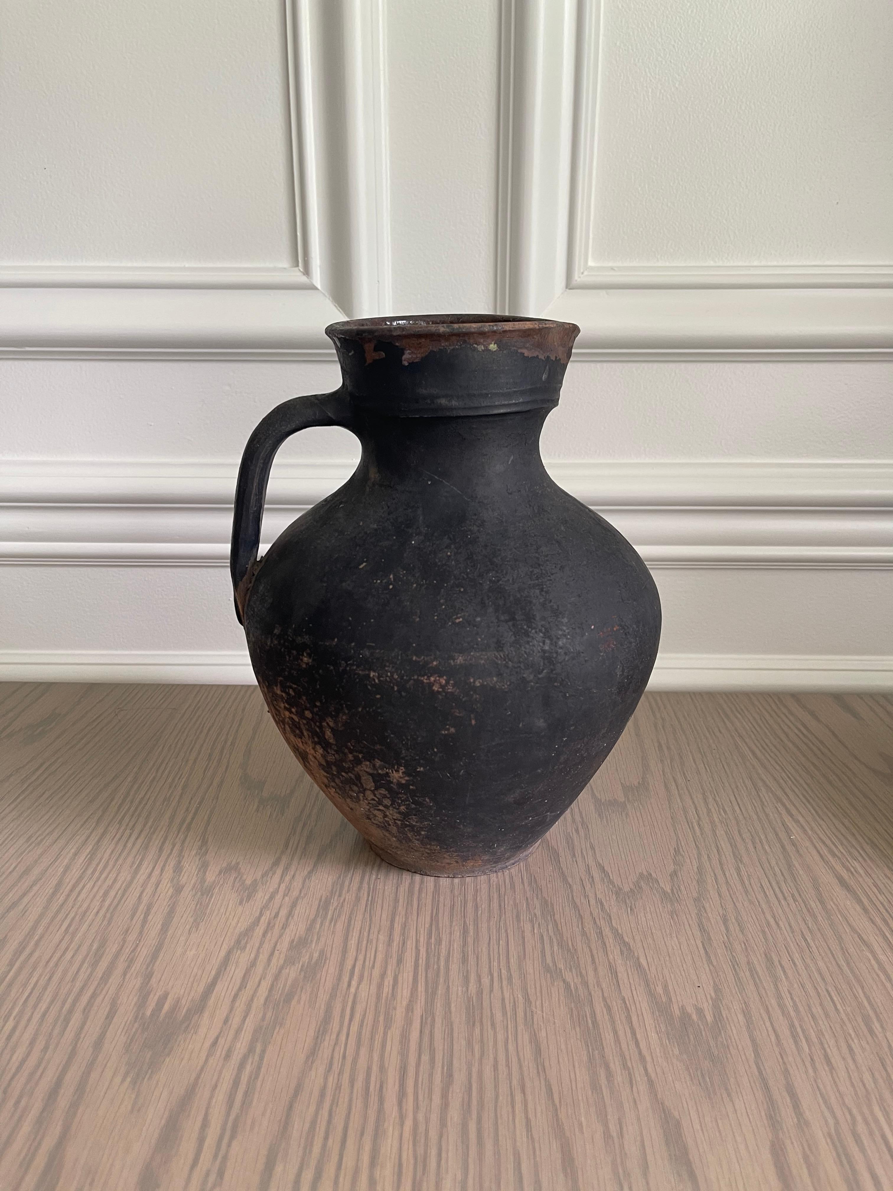 Antique rustic olive oil jug vessel. Circa 1800's.