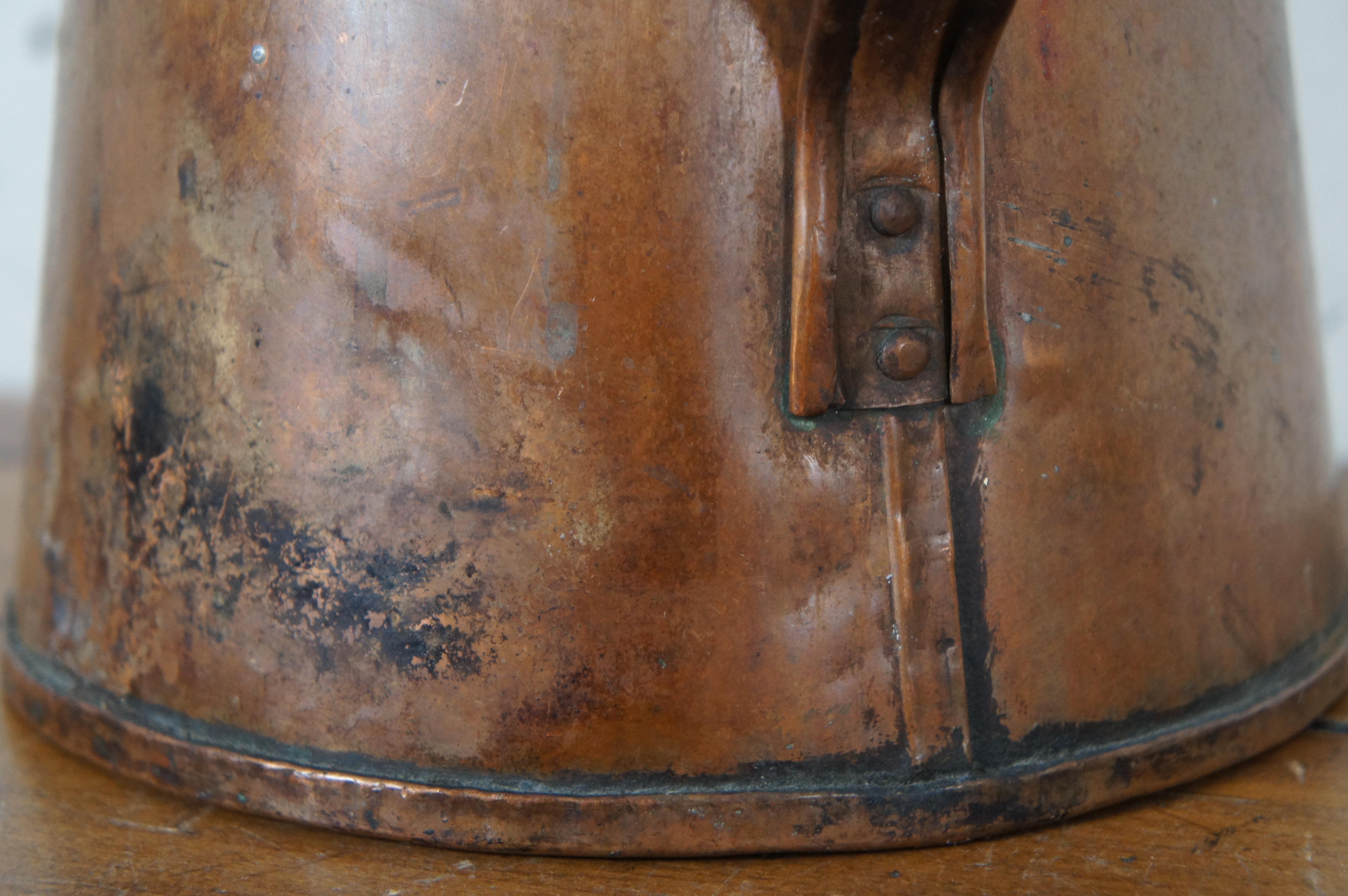 Primitive Antique Copper Tea Pot Coffee Kettle Cowboy Farmhouse Teapot 11
