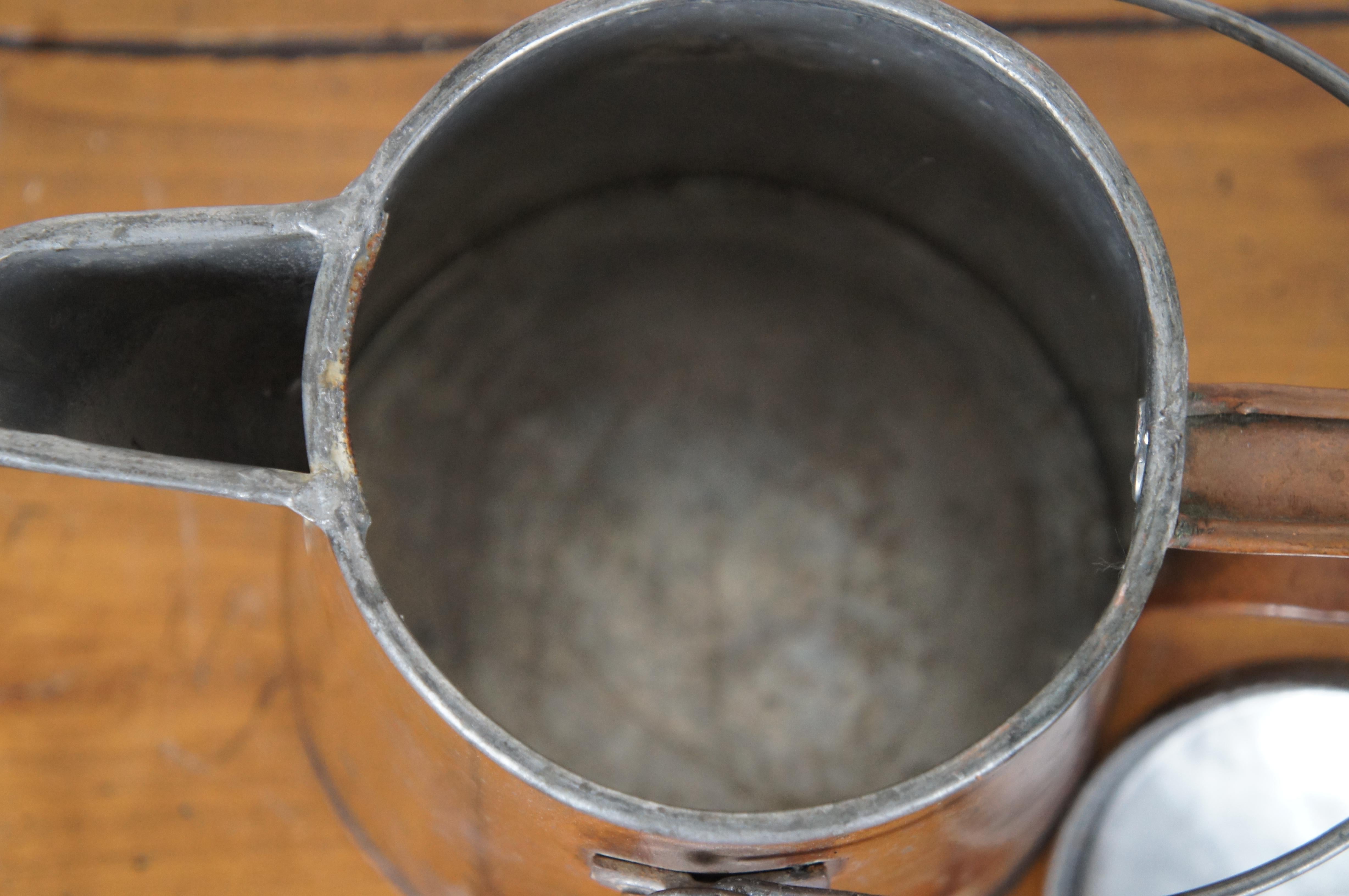 Primitive Antique Copper Tea Pot Coffee Kettle Cowboy Farmhouse Teapot 11