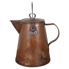 Primitive Antique Copper Tea Pot Coffee Kettle Cowboy Farmhouse Teapot 11"