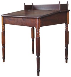 Primitive Antique Early American Cherry Slant Top Writing School Desk