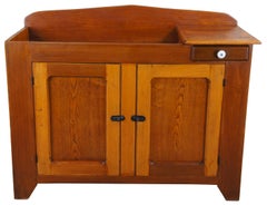Primitive Antique Early American Oak & Pine Dry Sink Country Farmhouse Washstand