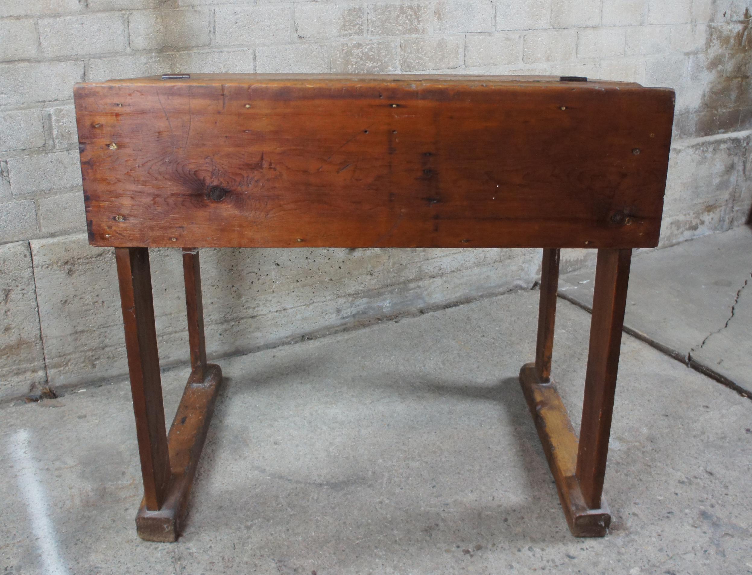 19th Century Primitive Antique Early American Pine Slant Top Writing Desk Country Farmhouse