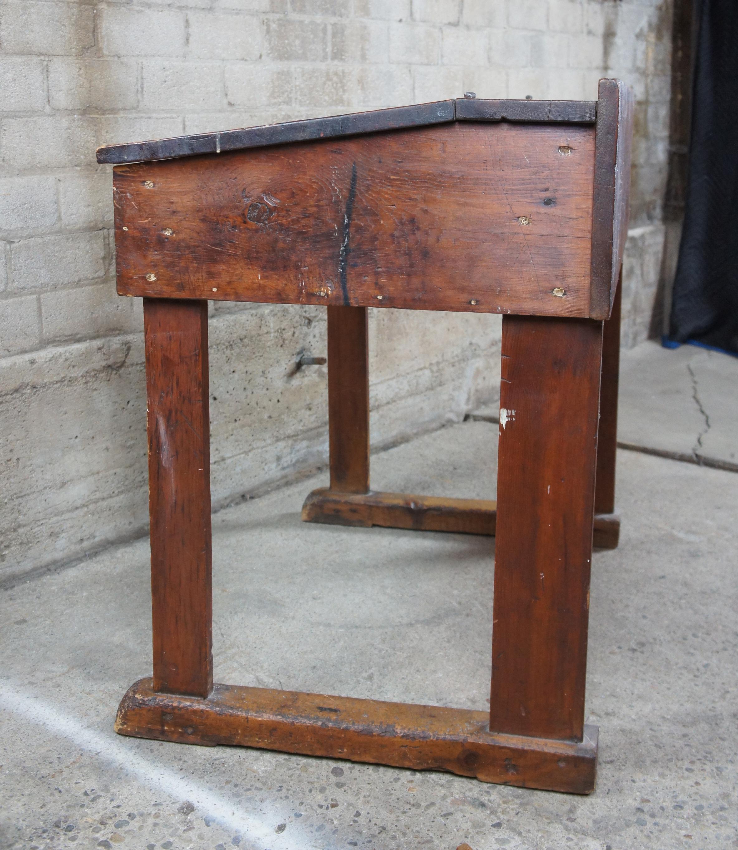 Primitive Antique Early American Pine Slant Top Writing Desk Country Farmhouse 1