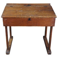 Primitive Antique Early American Pine Slant Top Writing Desk Country Farmhouse