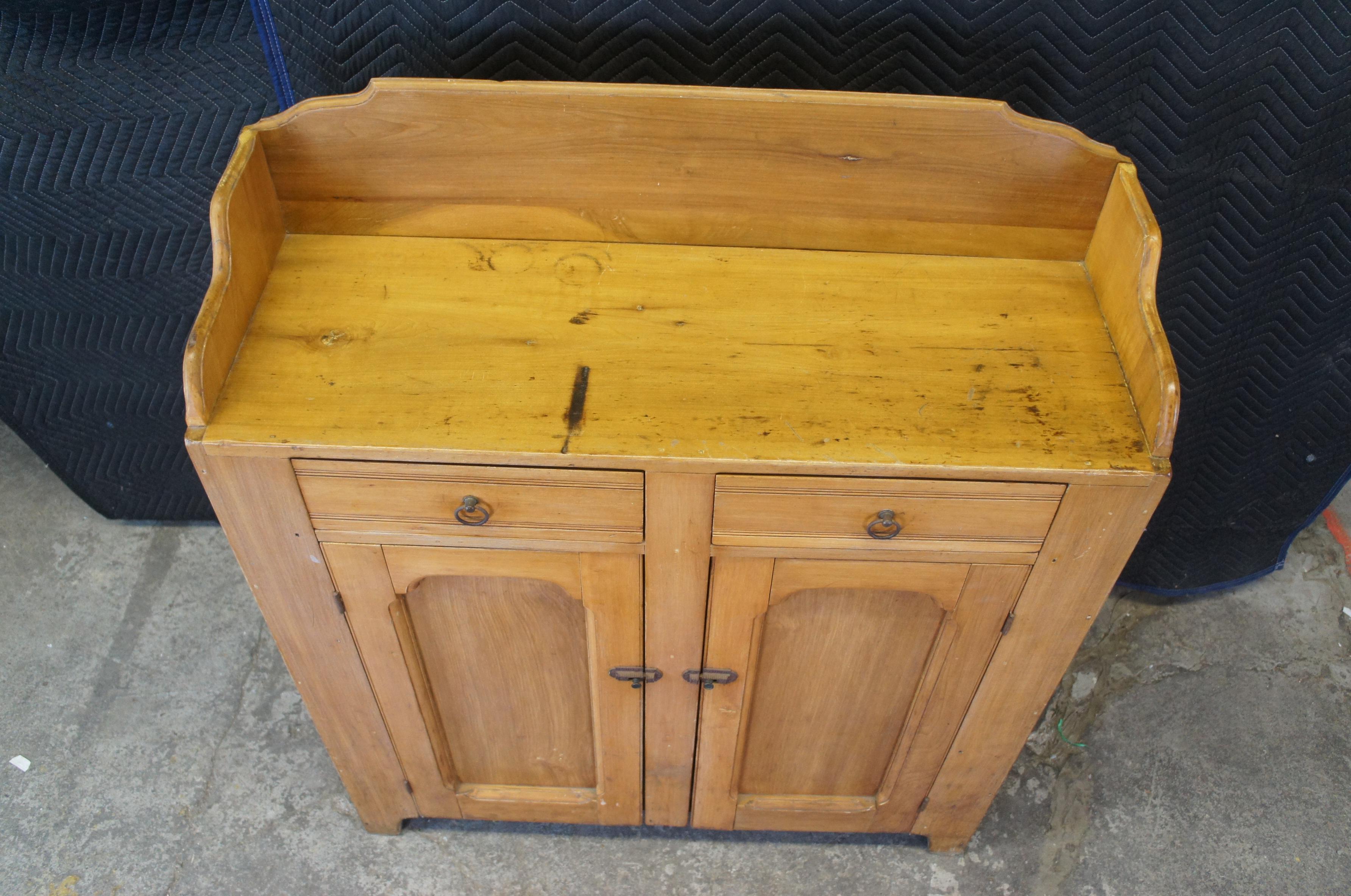 Late 19th Century Primitive Antique Early American Poplar Country Farmhouse Jelly Cabinet Cupboard