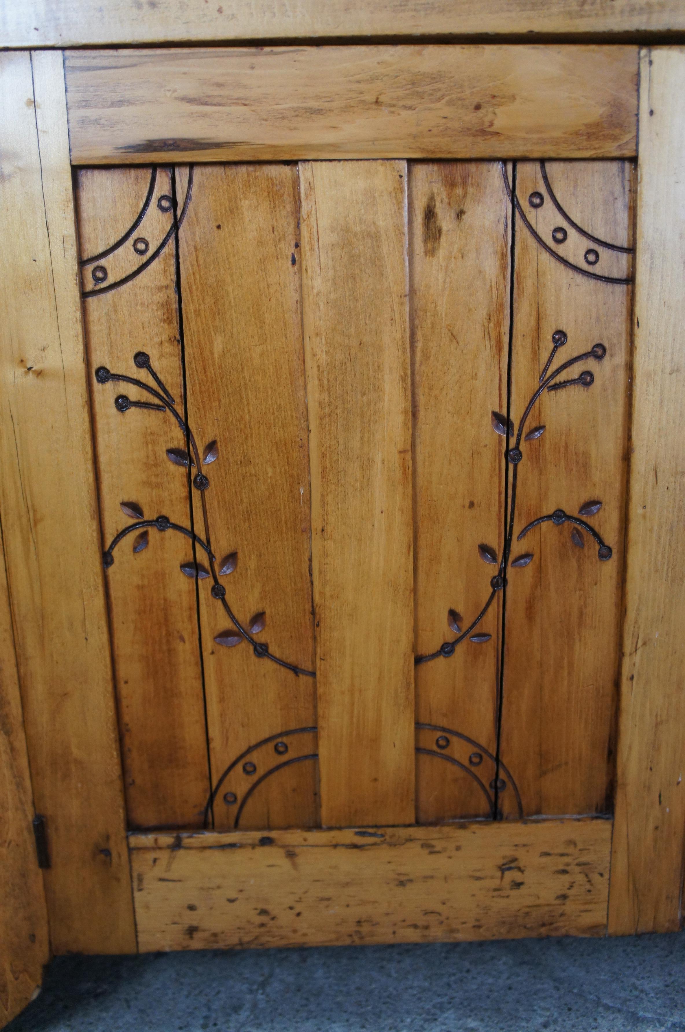 Primitive Antique Early American Style Oak Blind Door Stepback Cupboard Cabinet 4