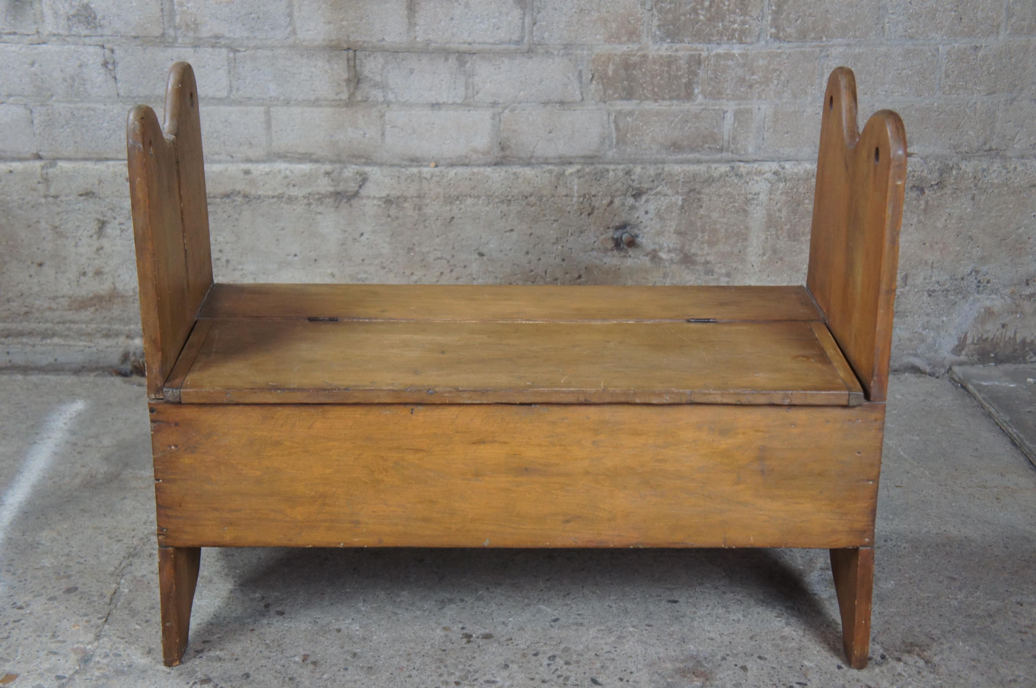 Primitive Antique Early American Style Rustic Pine Convertable Table Bench Seat 3