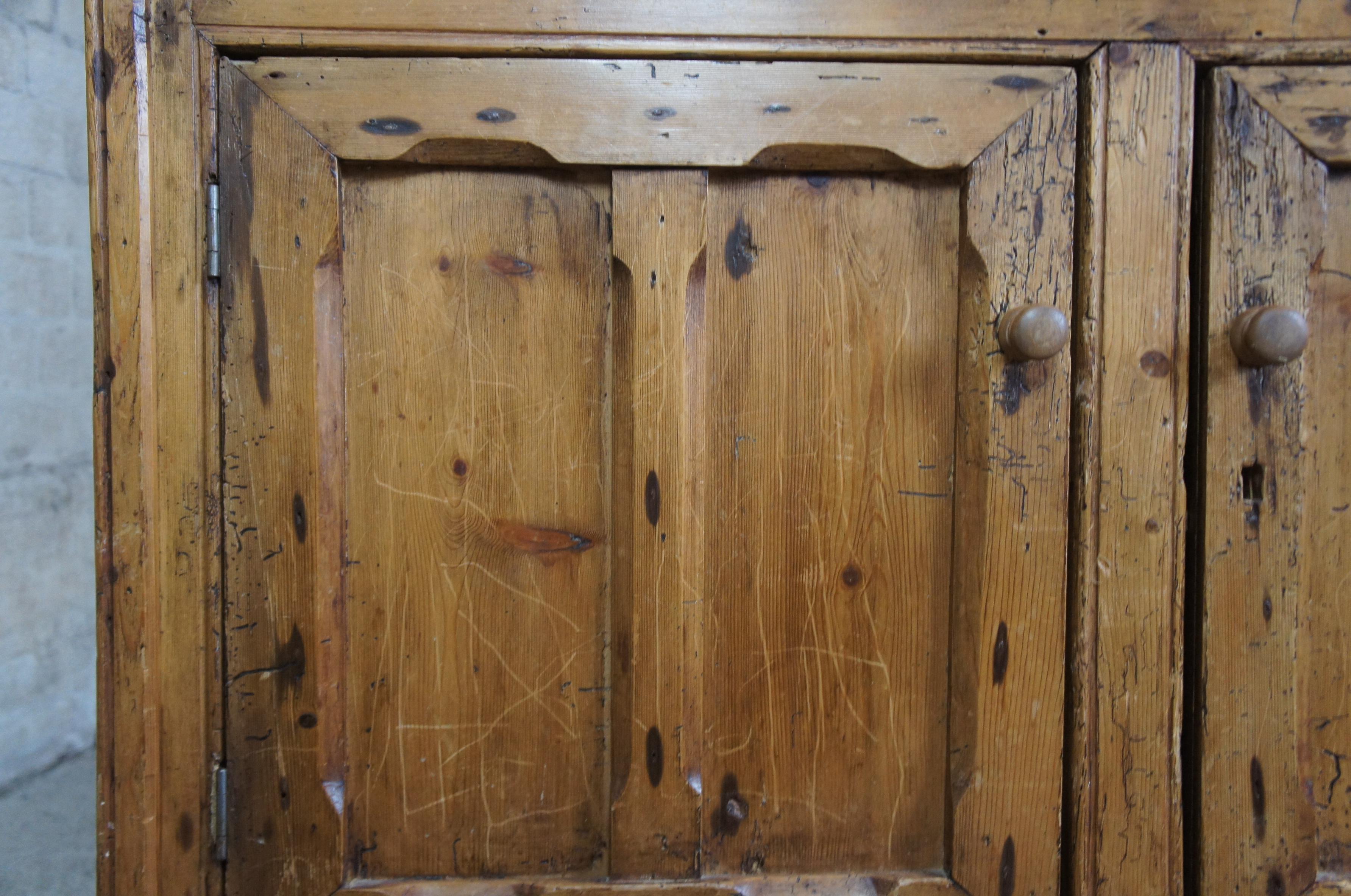 Primitive Antique English Pine China Hutch Rustic Farmhouse Bookcase Cupboard 5
