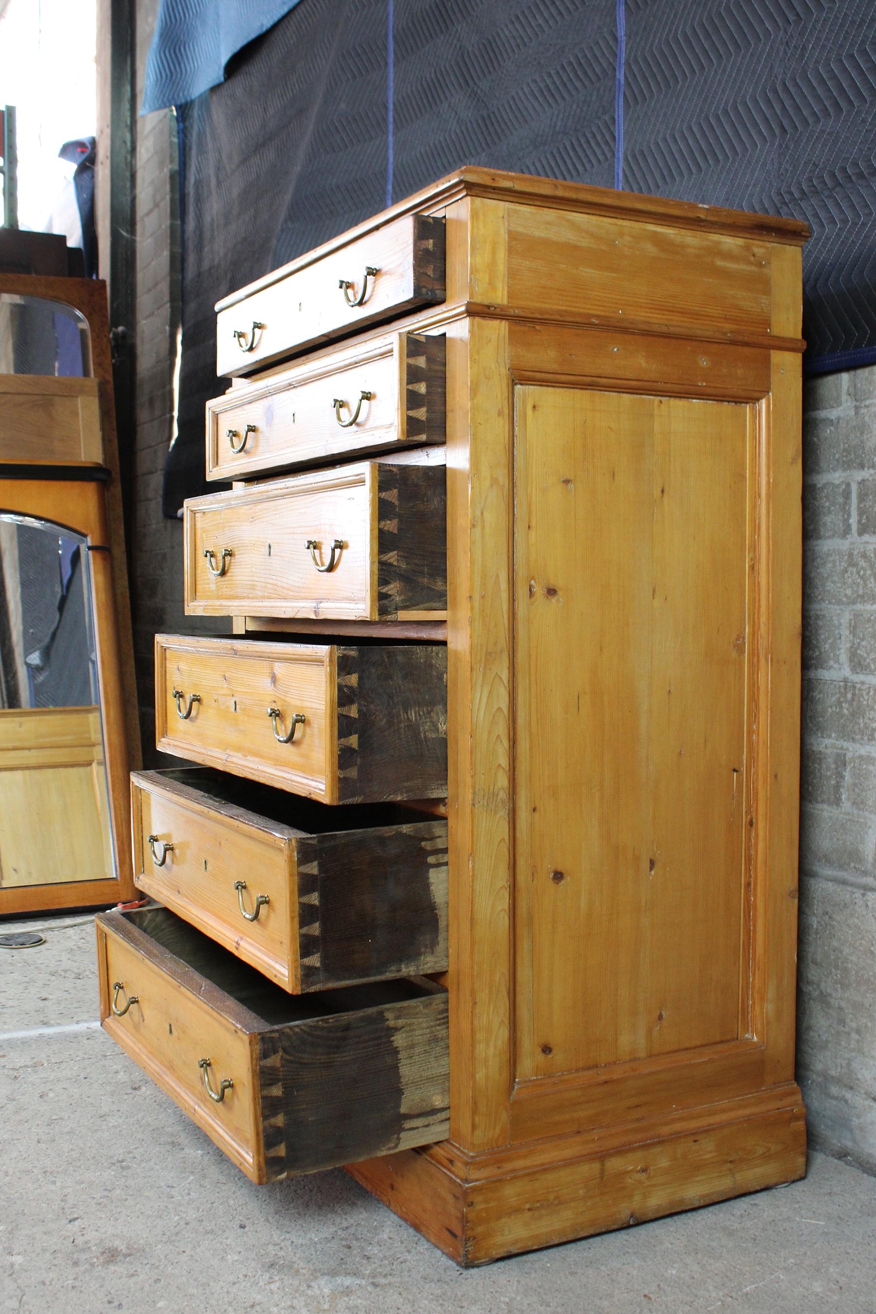 antique pine tallboy chest of drawers