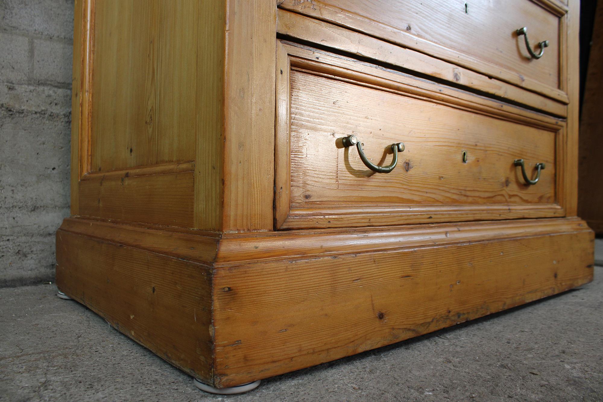 Primitive Antique English Pine Tallboy Chest of Drawers Farmhouse Tallboy Dresse 1