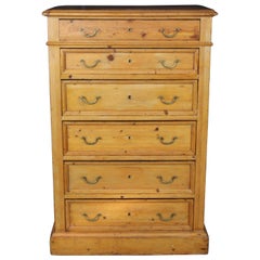 Primitive Antique English Pine Tallboy Chest of Drawers Farmhouse Tallboy Dresse