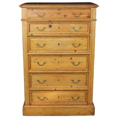 Primitive Antique English Pine Tallboy Chest of Drawers Farmhouse Tallboy Dresse