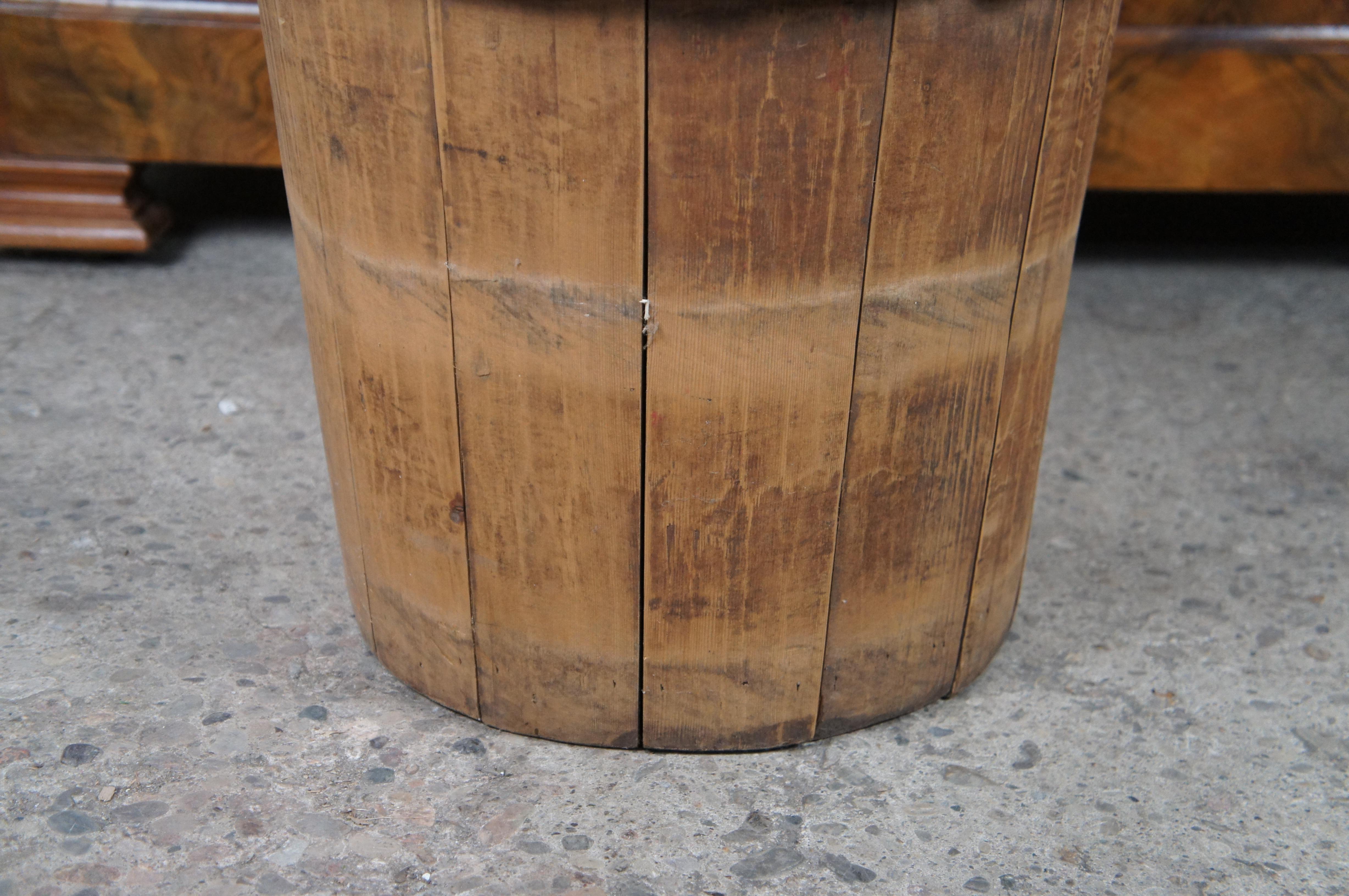 Wicker Primitive Antique Farmhouse Pine Butter Churn Milk Bucket Wood Barrel Cannister For Sale
