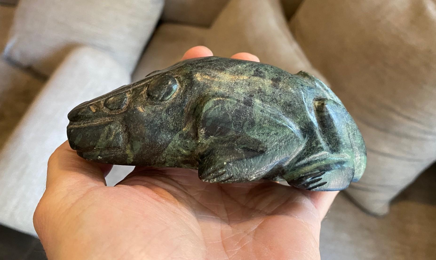 Primitive Antique Native American Indigenous Stone Effigy Creature Sculpture For Sale 5