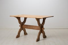 Primitive Antique Northern Swedish Trestle Table, Made by Hand in Solid Pine