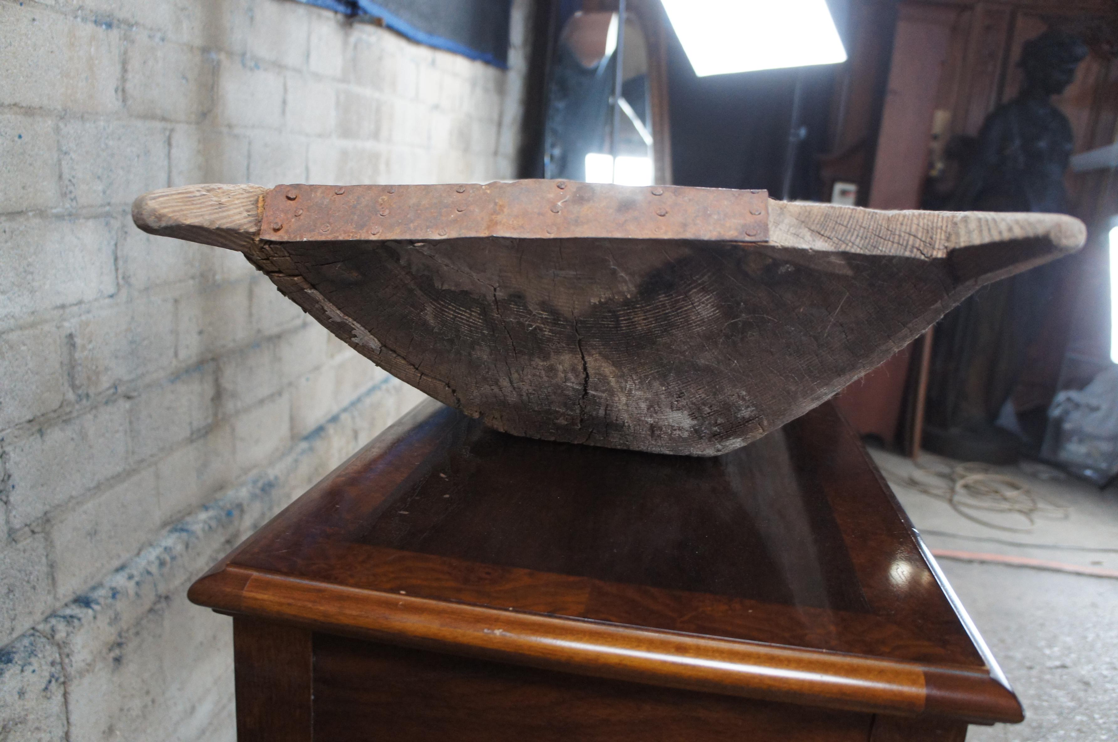 Primitivo Antiguo Roble Farmhouse Dough Bowl Bin Trough Trencher Treenware 53