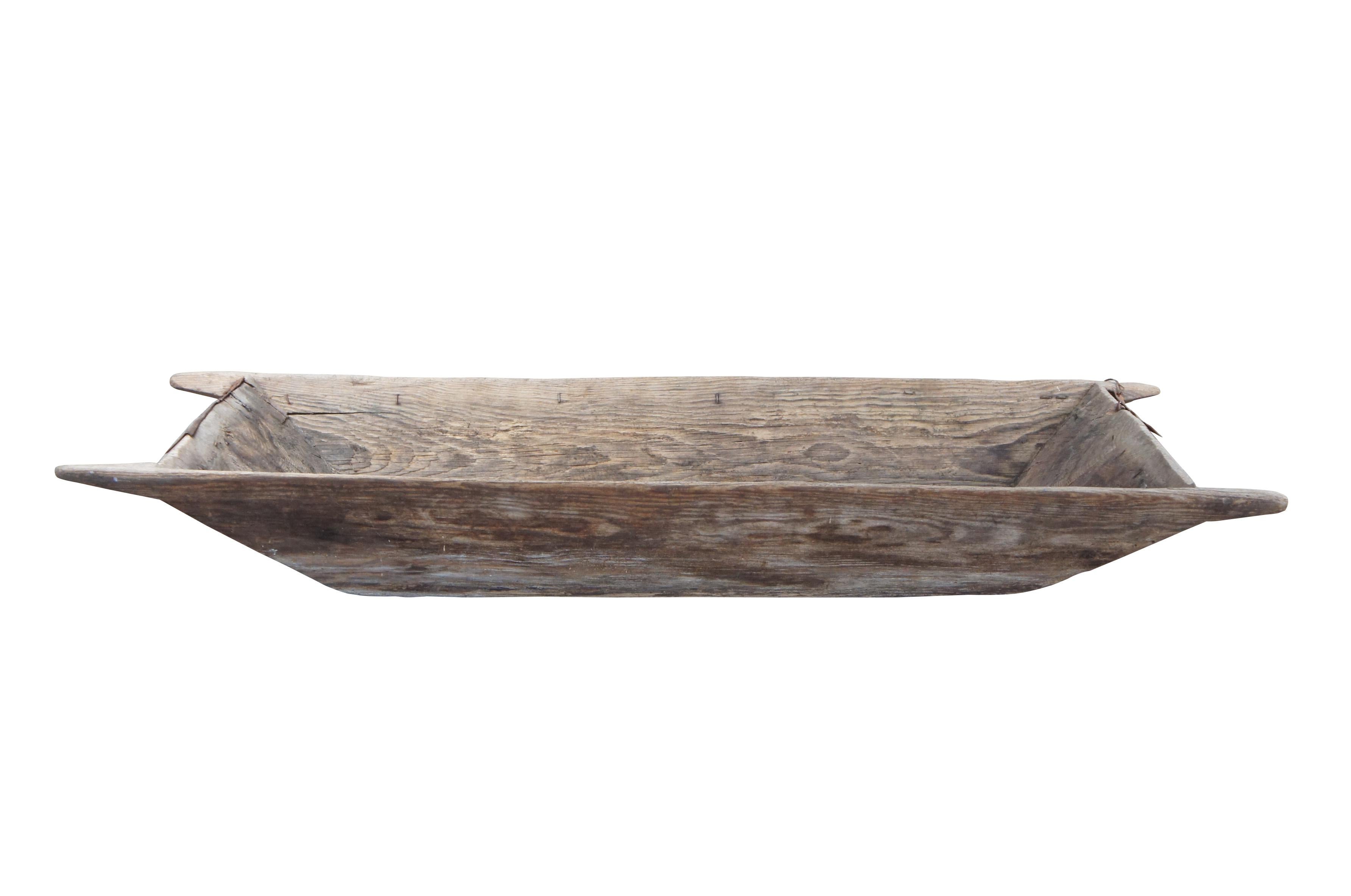 Primitivo Antiguo Roble Farmhouse Dough Bowl Bin Trough Trencher Treenware 53" (en inglés) en venta