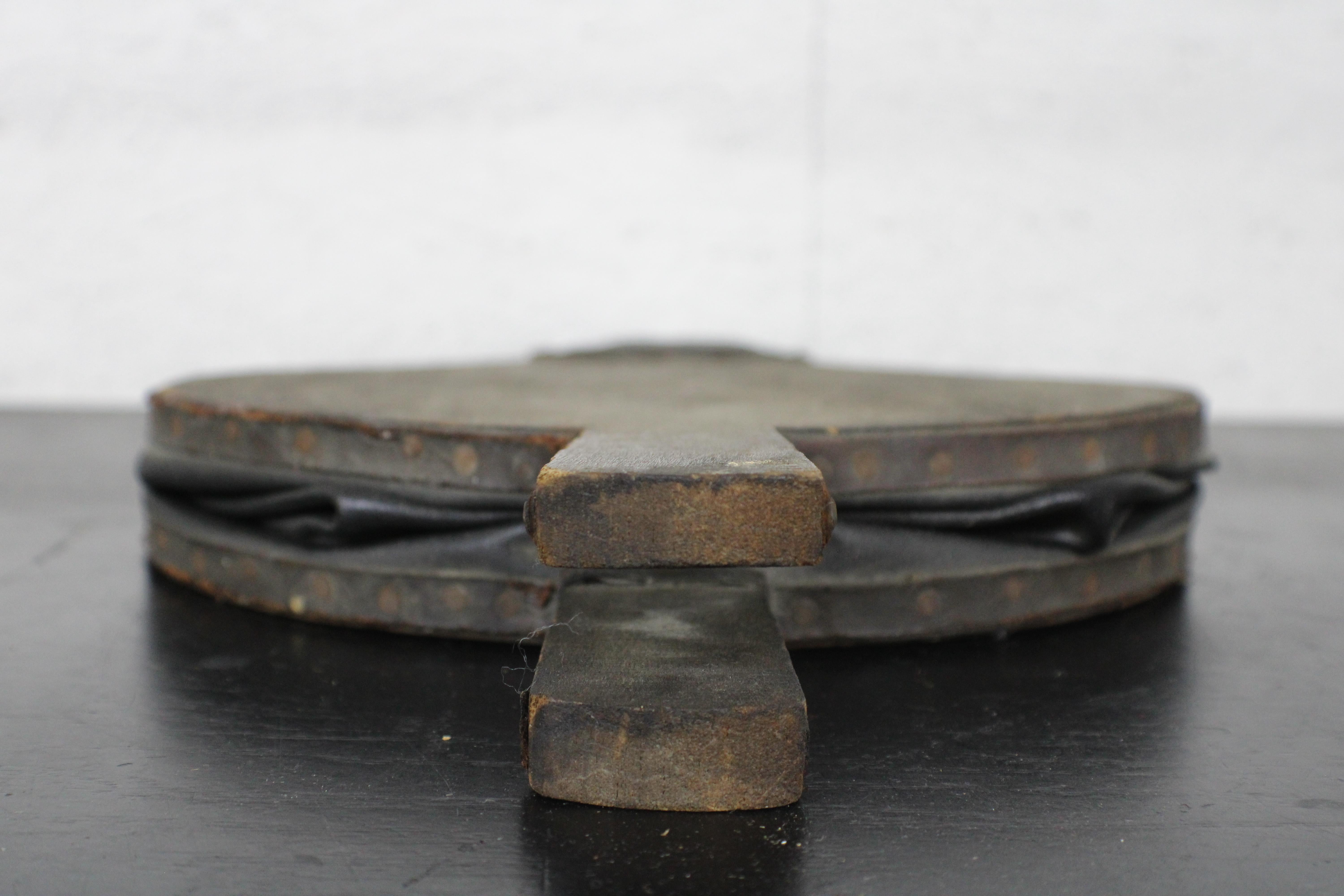Antique Oak & Leather Fireplace Bellows Fireside Working Condition 1