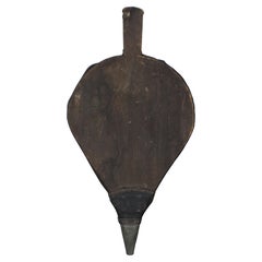 Chêne antique & Soufflets de cheminée en cuir en état de marche