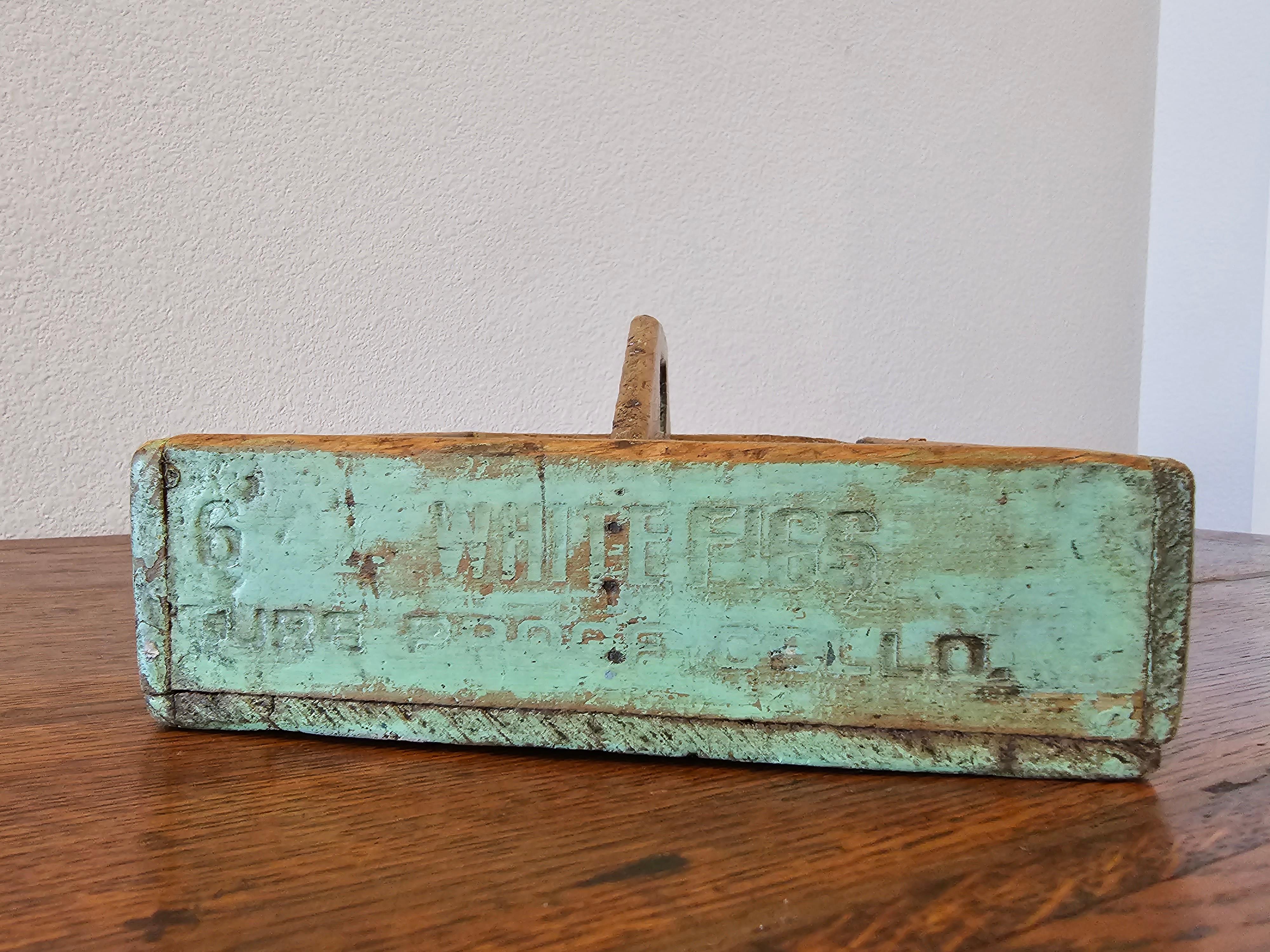 Primitive Antique Painted Wooden Cutlery Caddy Decorative Tray For Sale 5