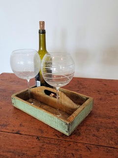 Primitive Antique Painted Wooden Cutlery Caddy Decorative Tray