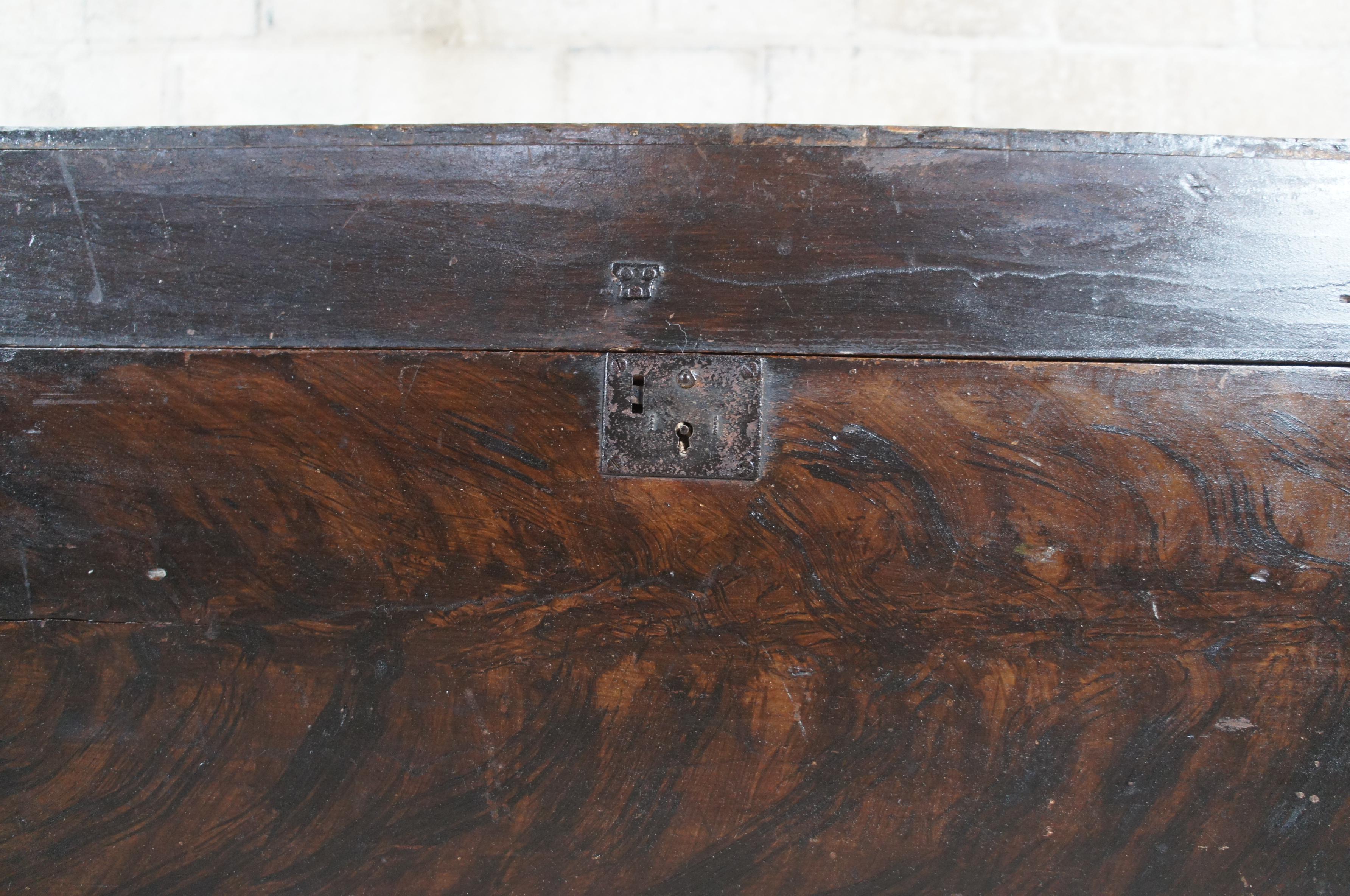 19th Century Primitive Antique Pine Painted Grain Blanket Chest Storage Trunk Coffee Table