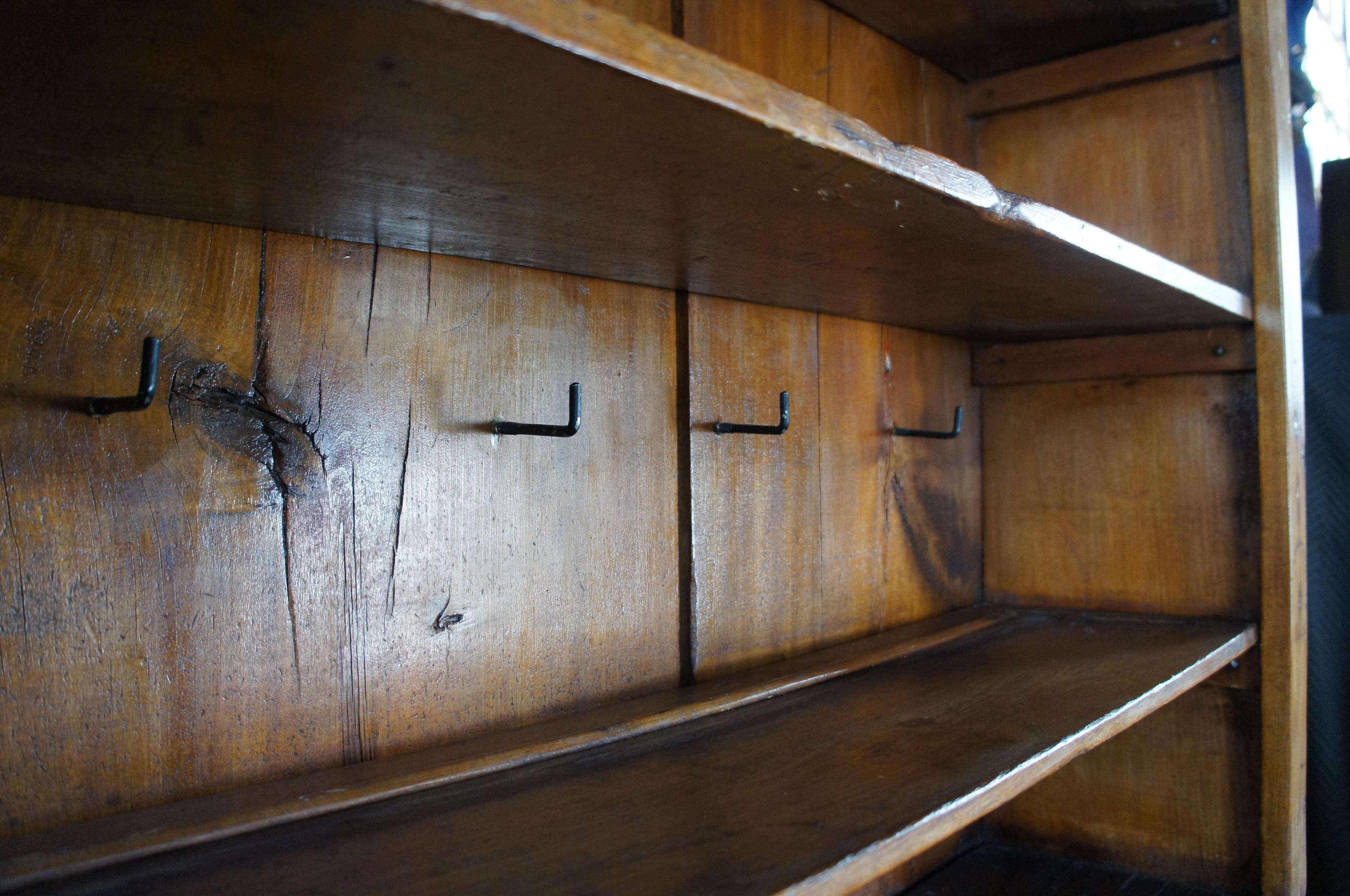 Primitive Antique Pine Pewter Cupboard Stepback Hutch China Display Bookcase 1