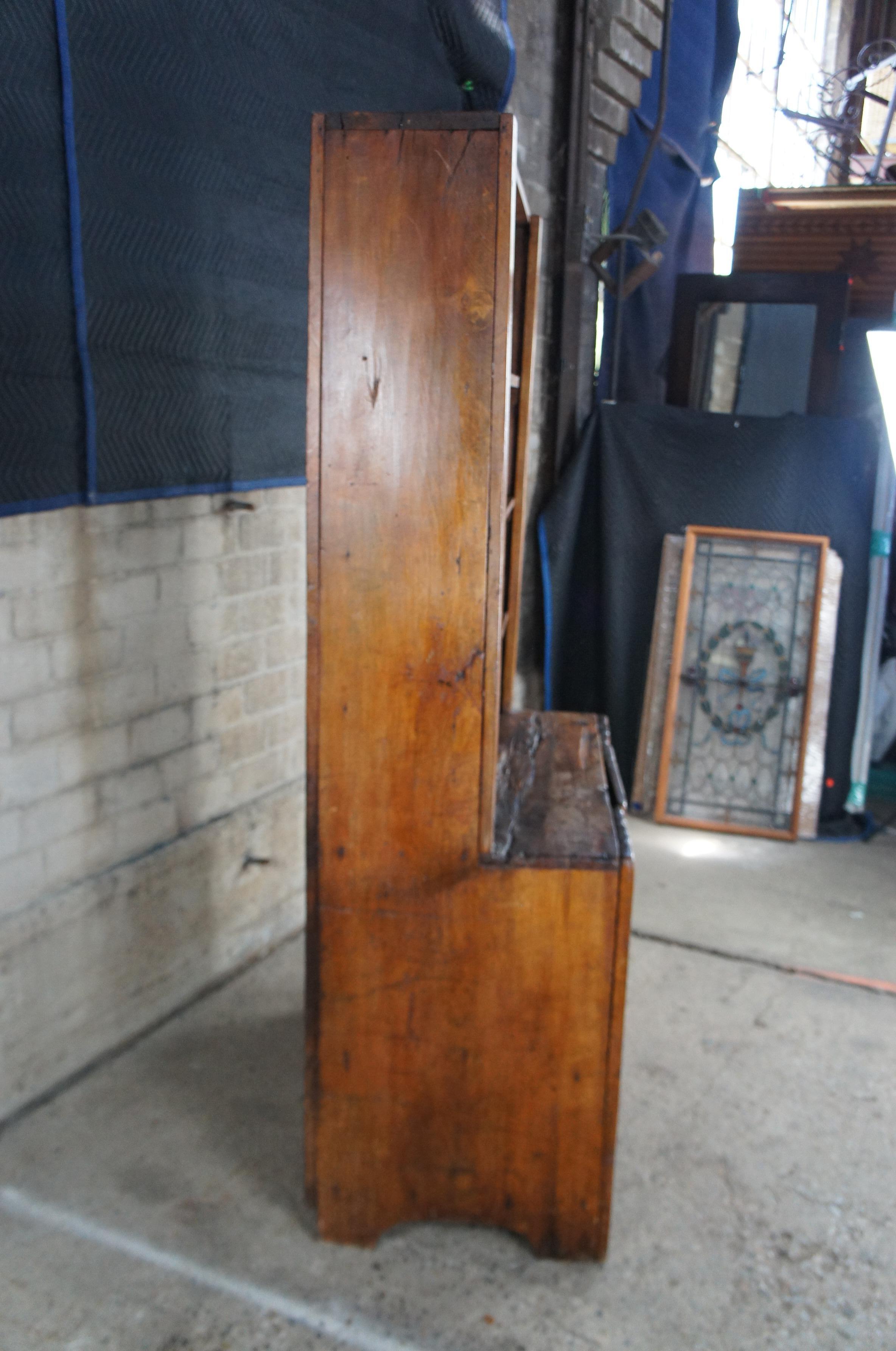 Primitive Antique Pine Pewter Cupboard Stepback Hutch China Display Bookcase 3