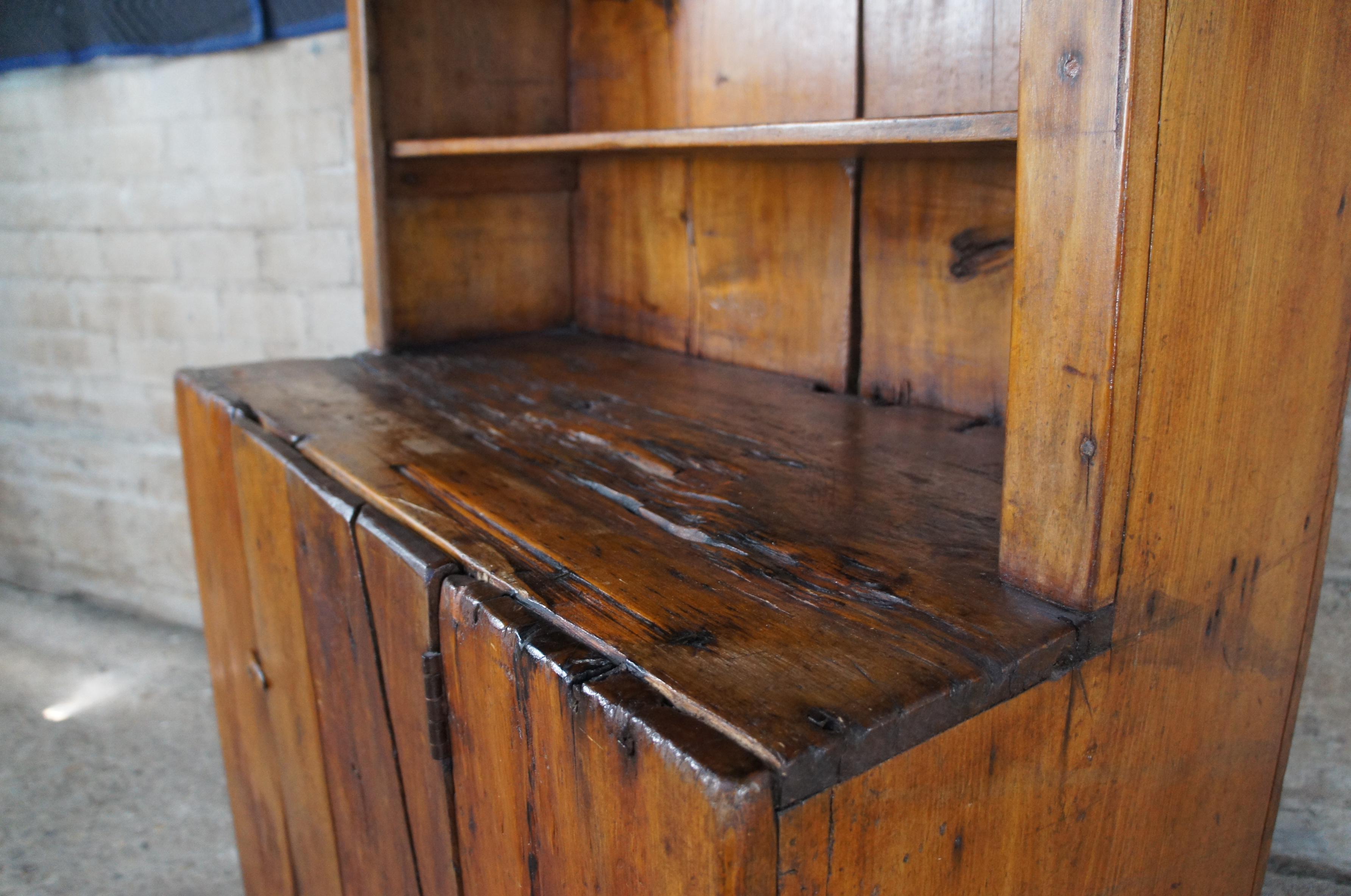 Primitive Antique Pine Pewter Cupboard Stepback Hutch China Display Bookcase 5