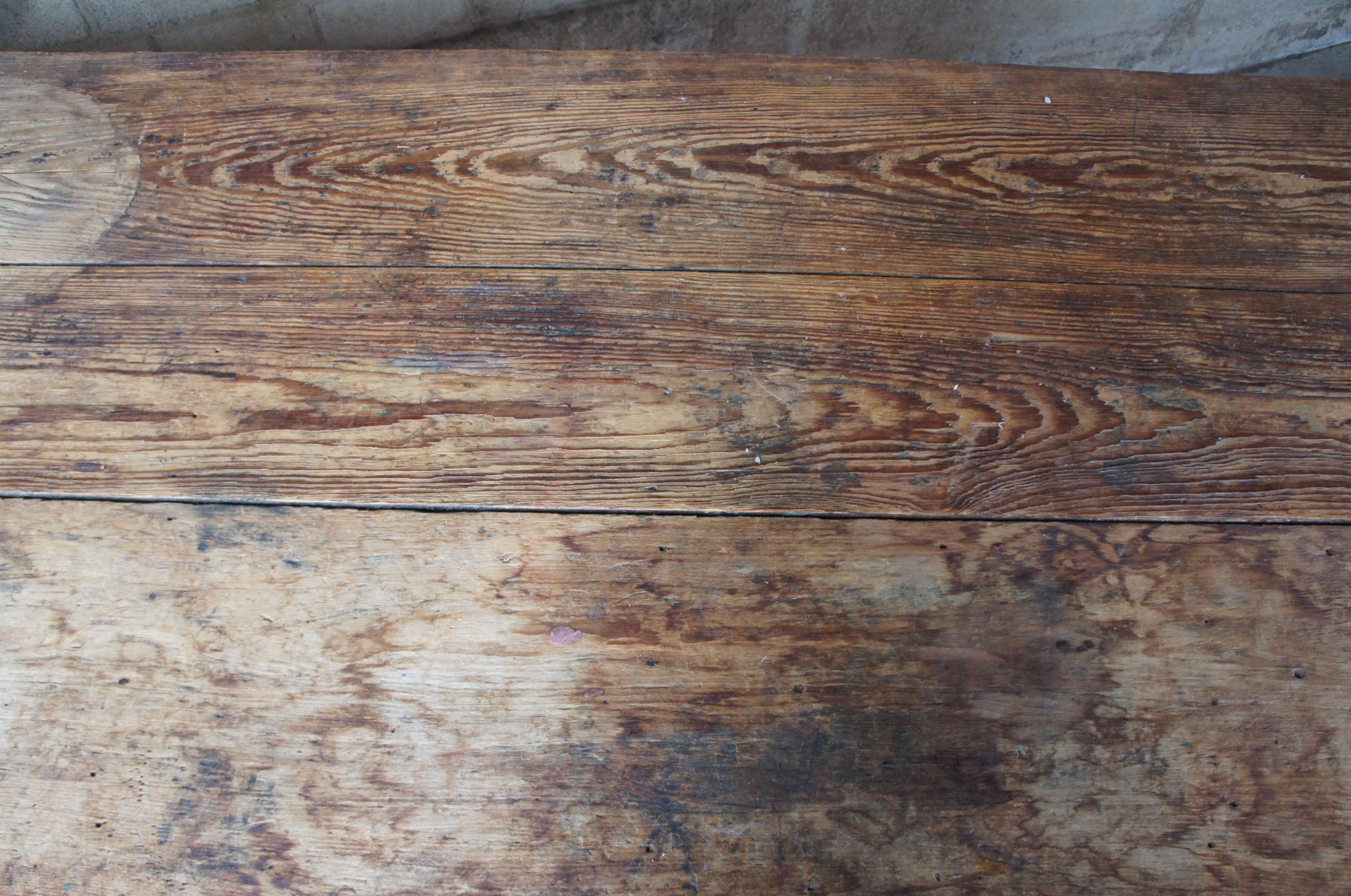 Primitive Antique Rustic Pine Farmhouse Harvest Dining Library Table Desk 5